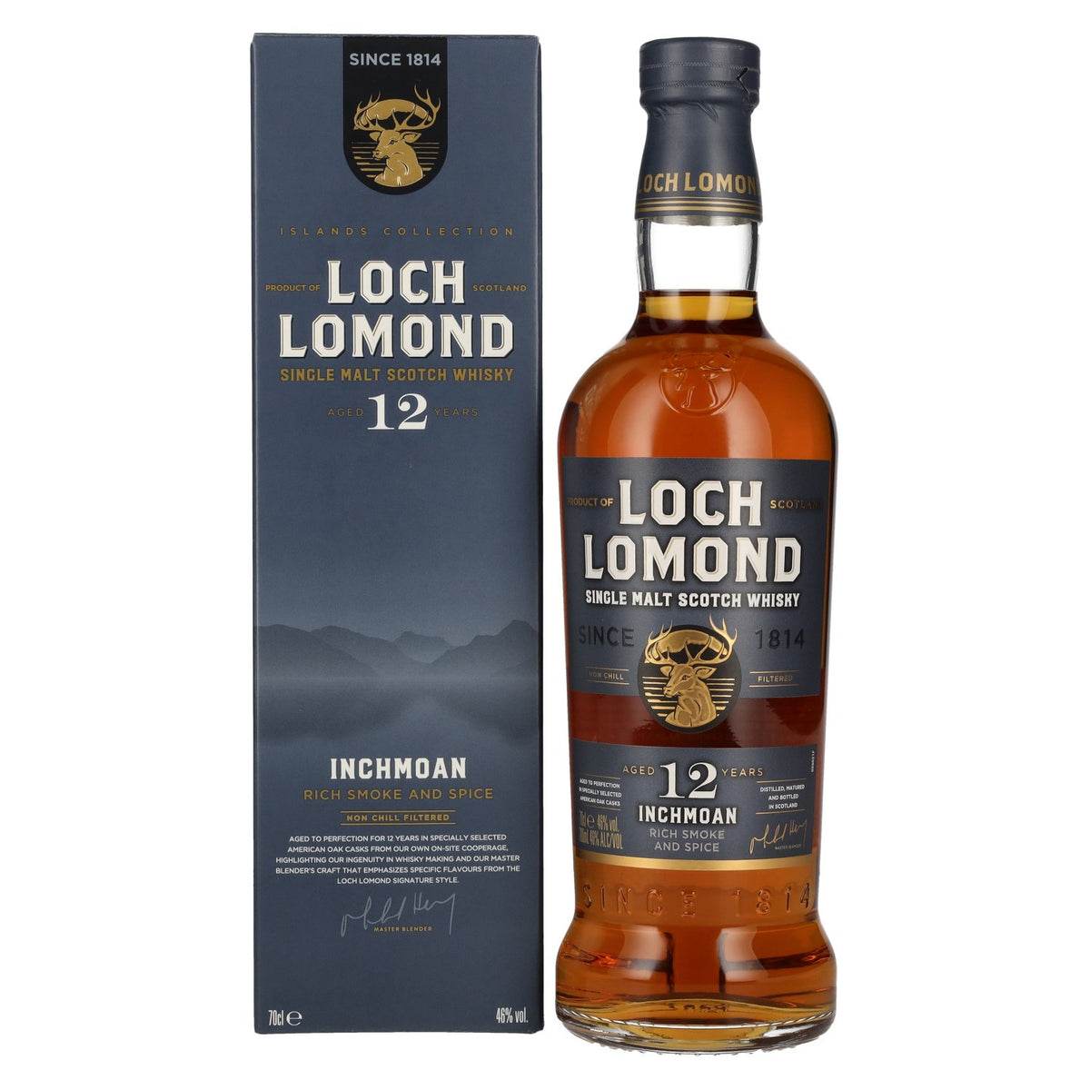 Loch Lomond Inchmoan 12 Years Old Single Malt Smoke &amp; Spice 46% ABV 0.7l in a gift box