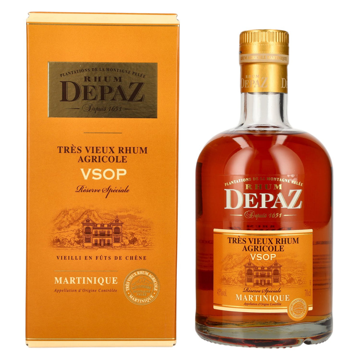 Depaz Rhum Très Agricole Vieux VSOP 45% vol. 0.7 l in a gift box