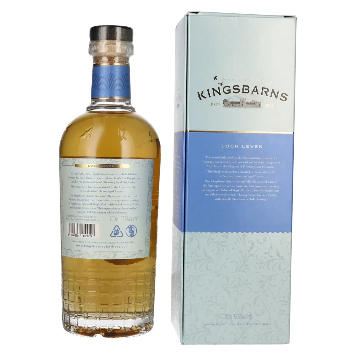 Kingsbarns LOCH LEVEN Lowland Single Malt Scotch Whisky 57,5% vol. 0,7 l in geschenkverpakking