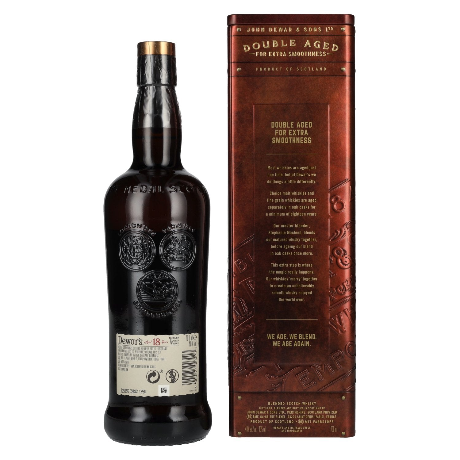 Dewar's 18 Years Old Double Aged Blended Scotch Whisky 40% Vol. 0,7l in Tinbox