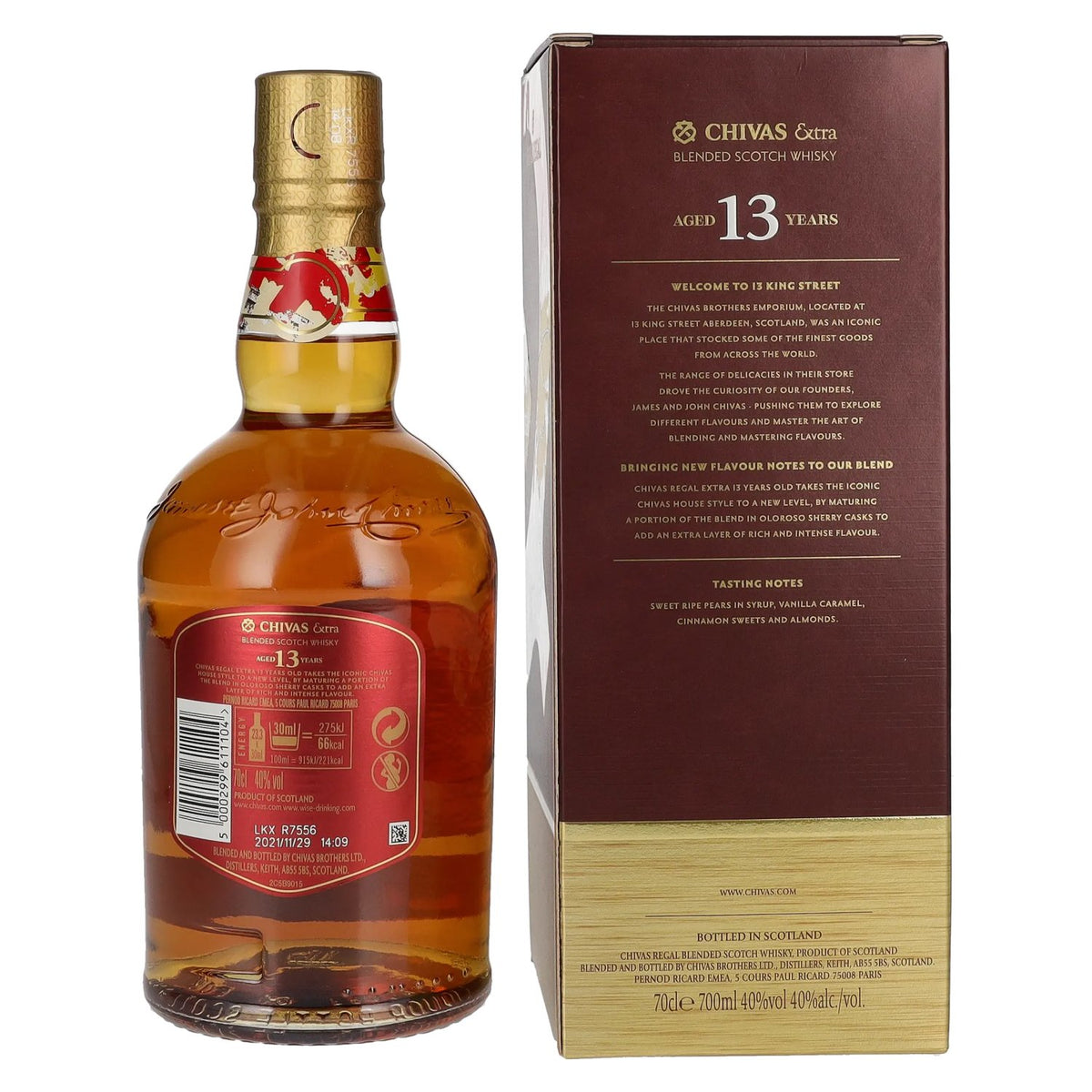 Chivas Regal EXTRA 13 ans d'âge, finition en fûts de sherry Oloroso, 40 % vol., 0,7 l, dans un coffret cadeau