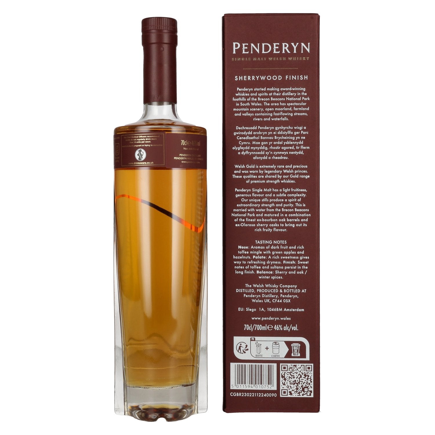 Penderyn SHERRYWOOD Single Malt Welsh Whisky 46% Vol. 0,7l in geschenkverpakking