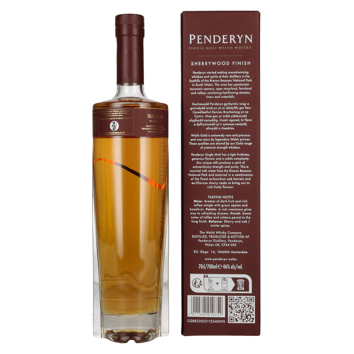 Whisky gallois single malt Penderyn SHERRYWOOD, 46 % vol., 0,7 l, dans un coffret cadeau