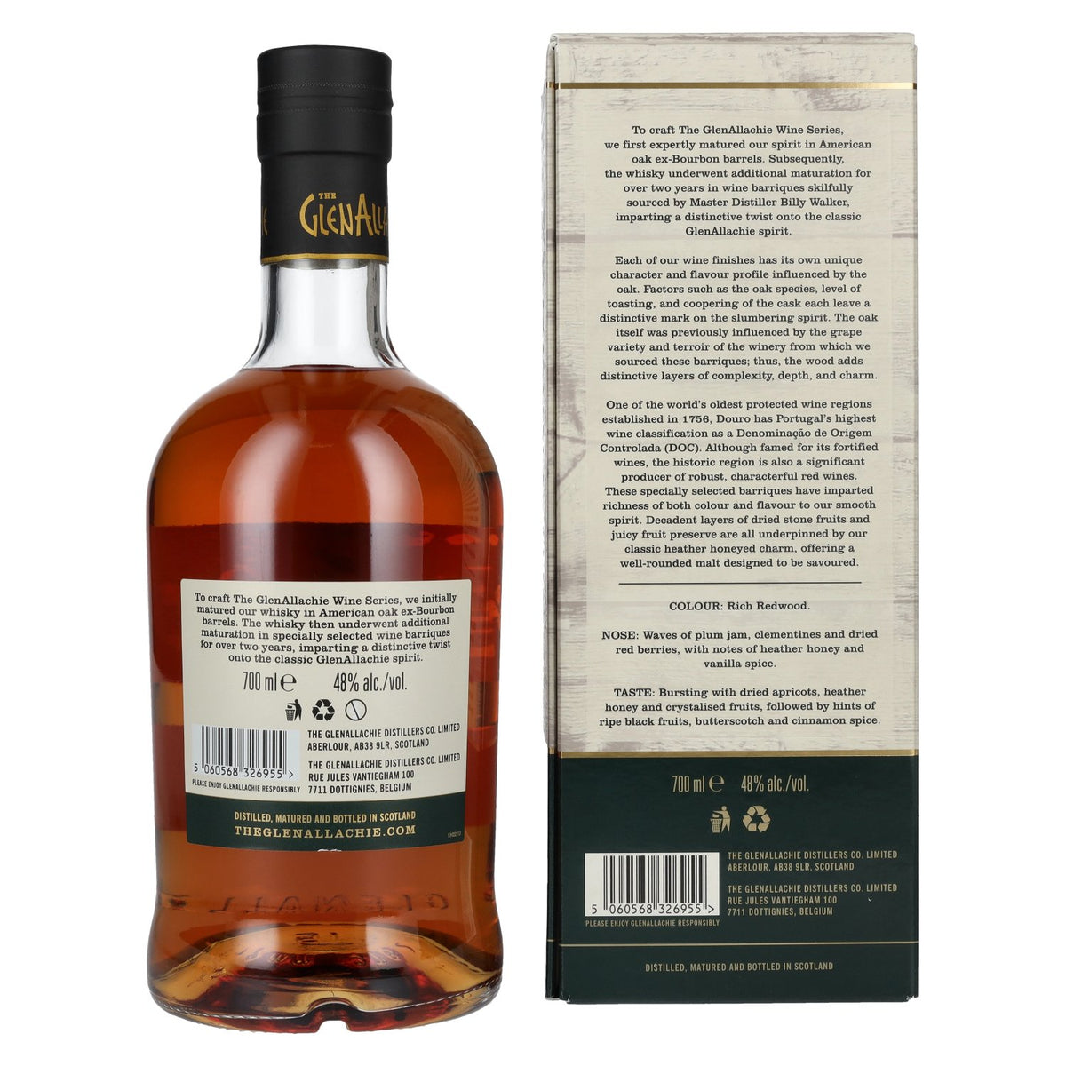 The GlenAllachie 9 Years Old DOURO VALLEY WINE CASK FINISH Limited Edition 48% vol. 0.7 l in a gift box