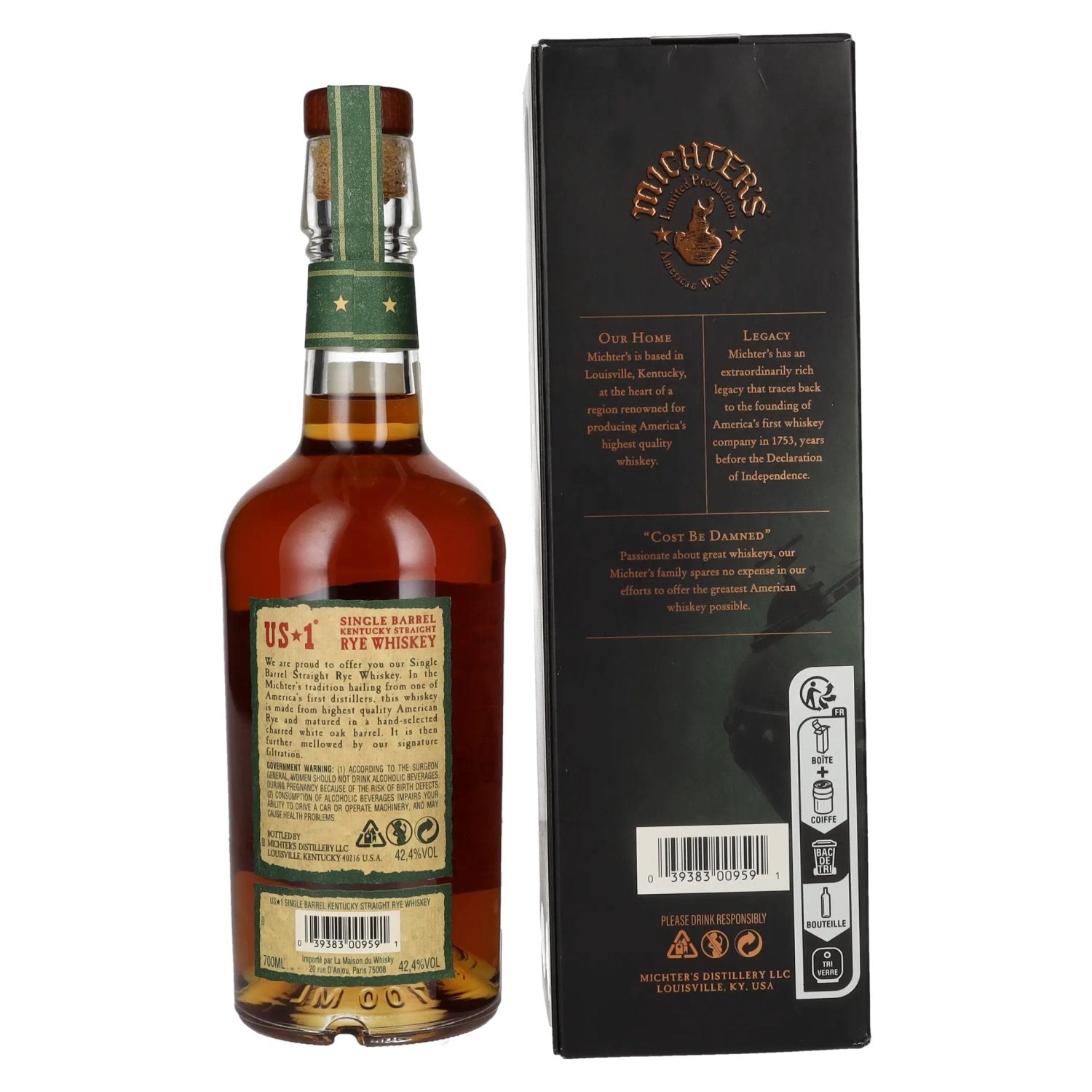 Michter's US*1 Kentucky Single Barrel Straight Rye Whiskey 42,4% Vol. 0,7l in Geschenkbox