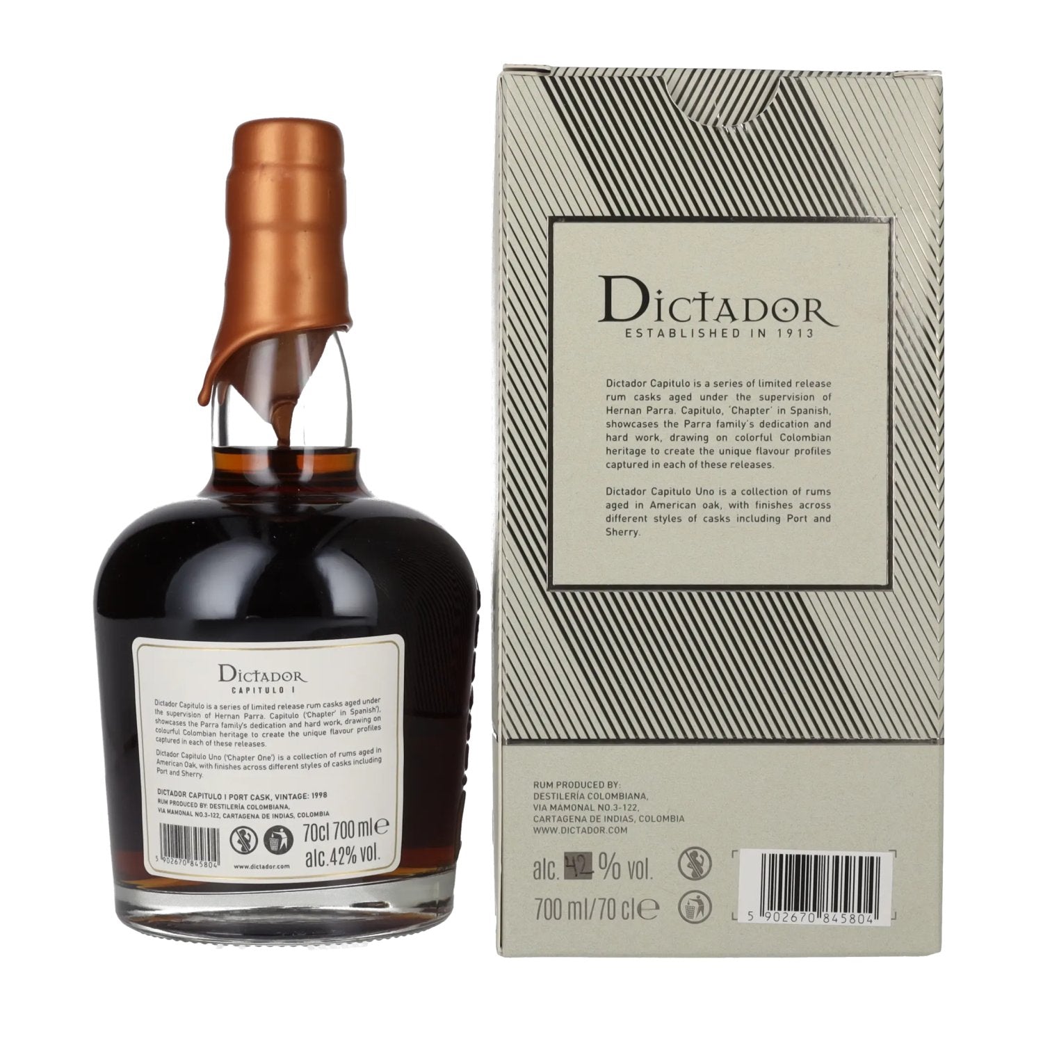 Dictador CAPITULO I 22 Years Old Port Cask Colombian Aged Rum 1998 42% Vol. 0,7l in Geschenkbox