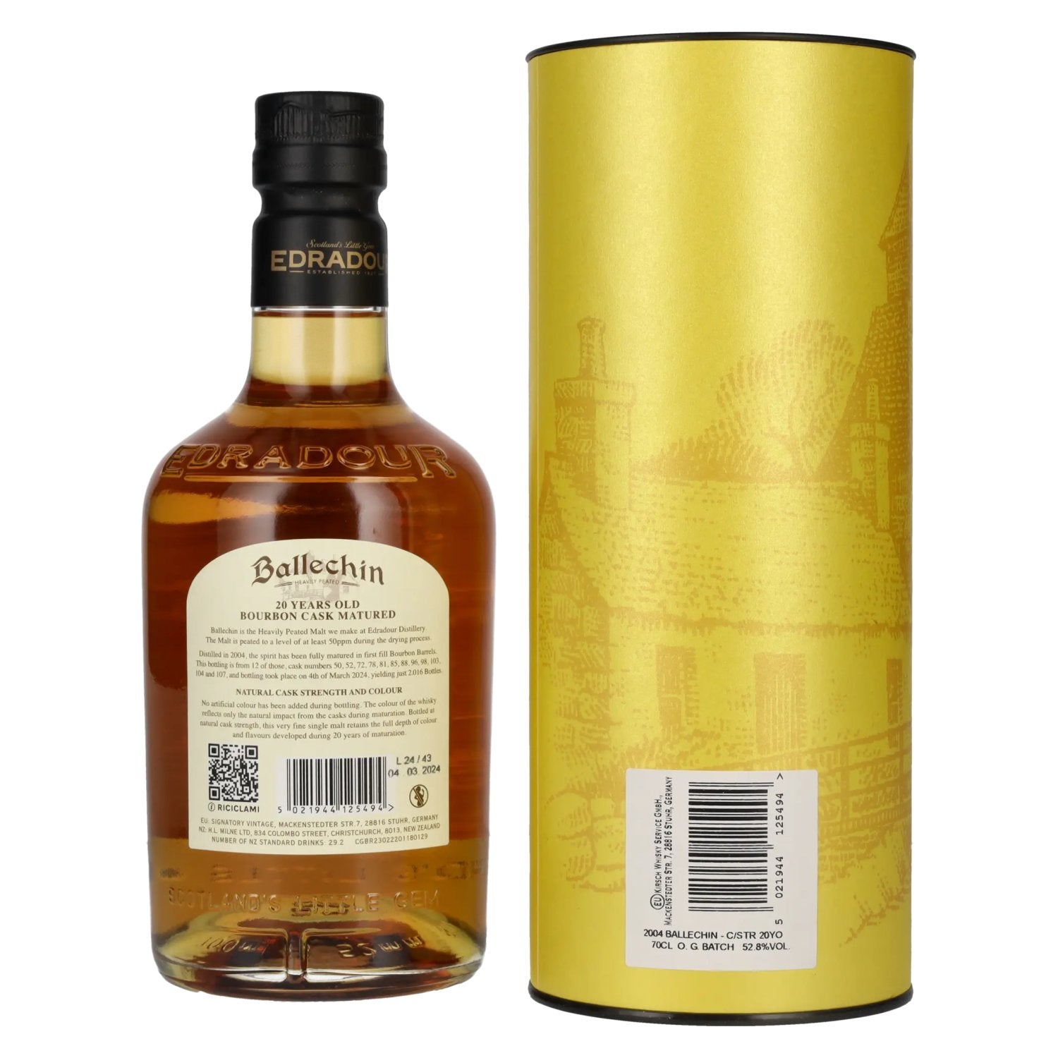 Edradour Ballechin 20 Years Old Bourbon Barrel Highland Single Malt Cask Strength 52,8% Vol. 0,7l in Geschenkbox