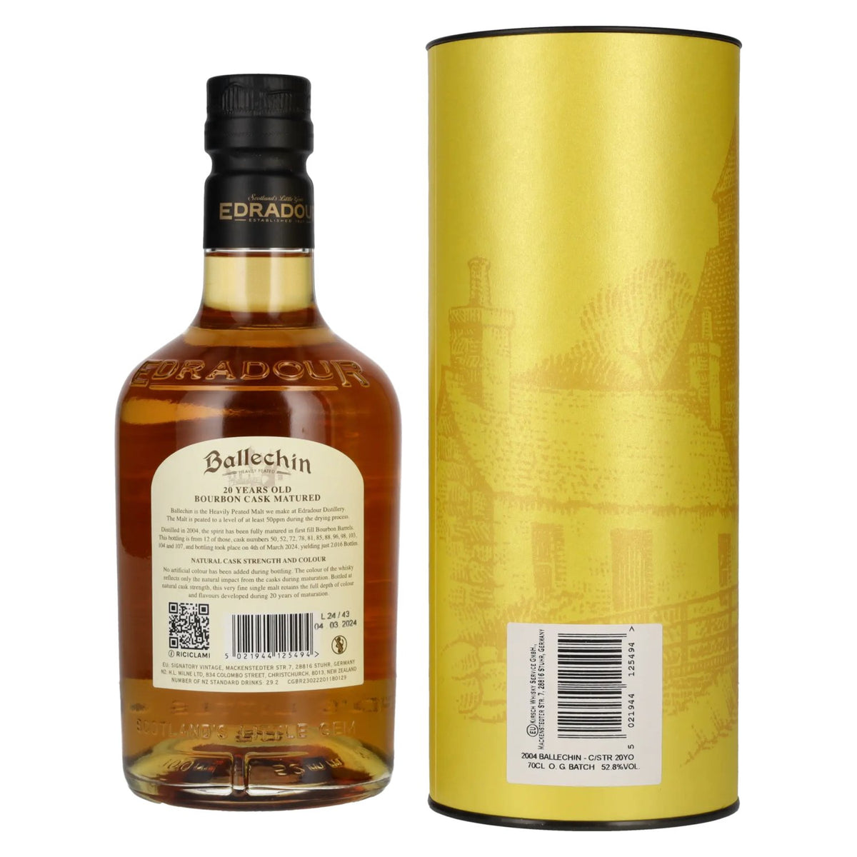 Edradour Ballechin 20 Years Old Bourbon Barrel Highland Single Malt Cask Strength 52.8% vol. 0.7l in a gift box