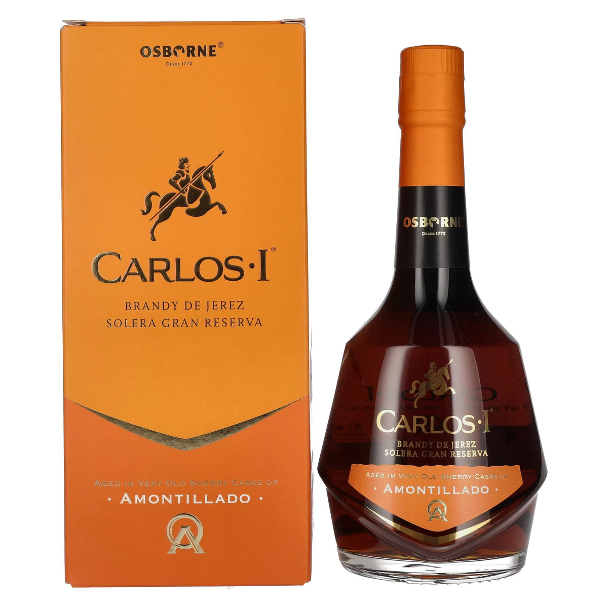 Carlos I Solera Gran Reserva AMONTILLADO Brandy de Jerez 40.3% ABV 0.7l in a gift box