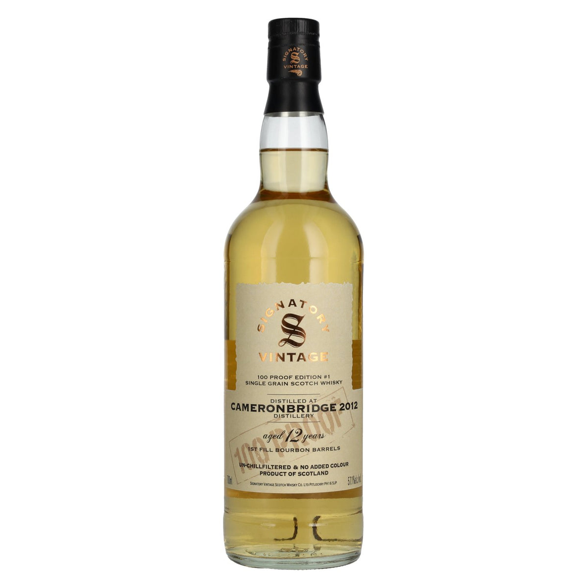 Signatory Vintage 100 Proof Edition CAMERONBRIDGE 12 Years Old Single Grain #1 2012 57.1% vol. 0.7 l