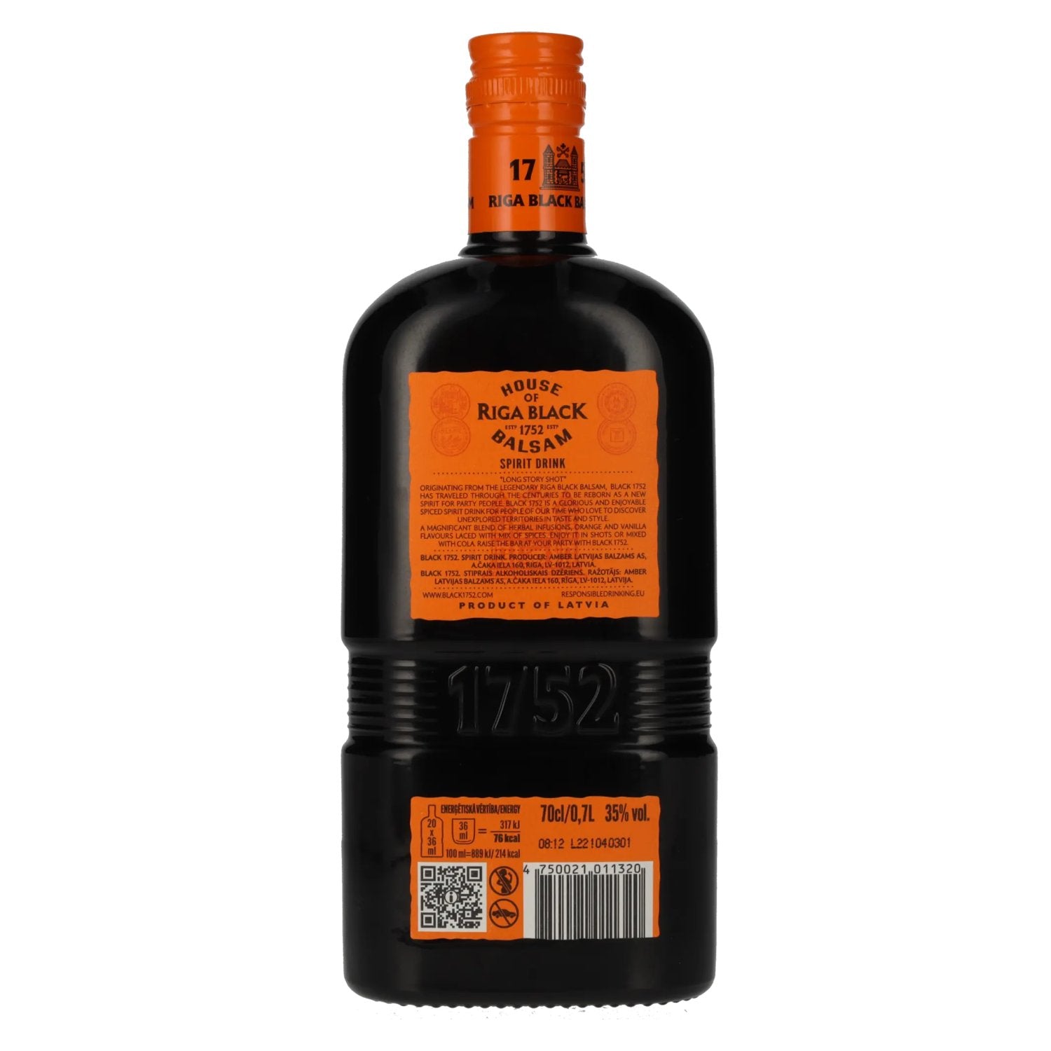 Riga Zwarte Balsem ZWART 1752 Gedistilleerde drank 35% Vol. 0,7l