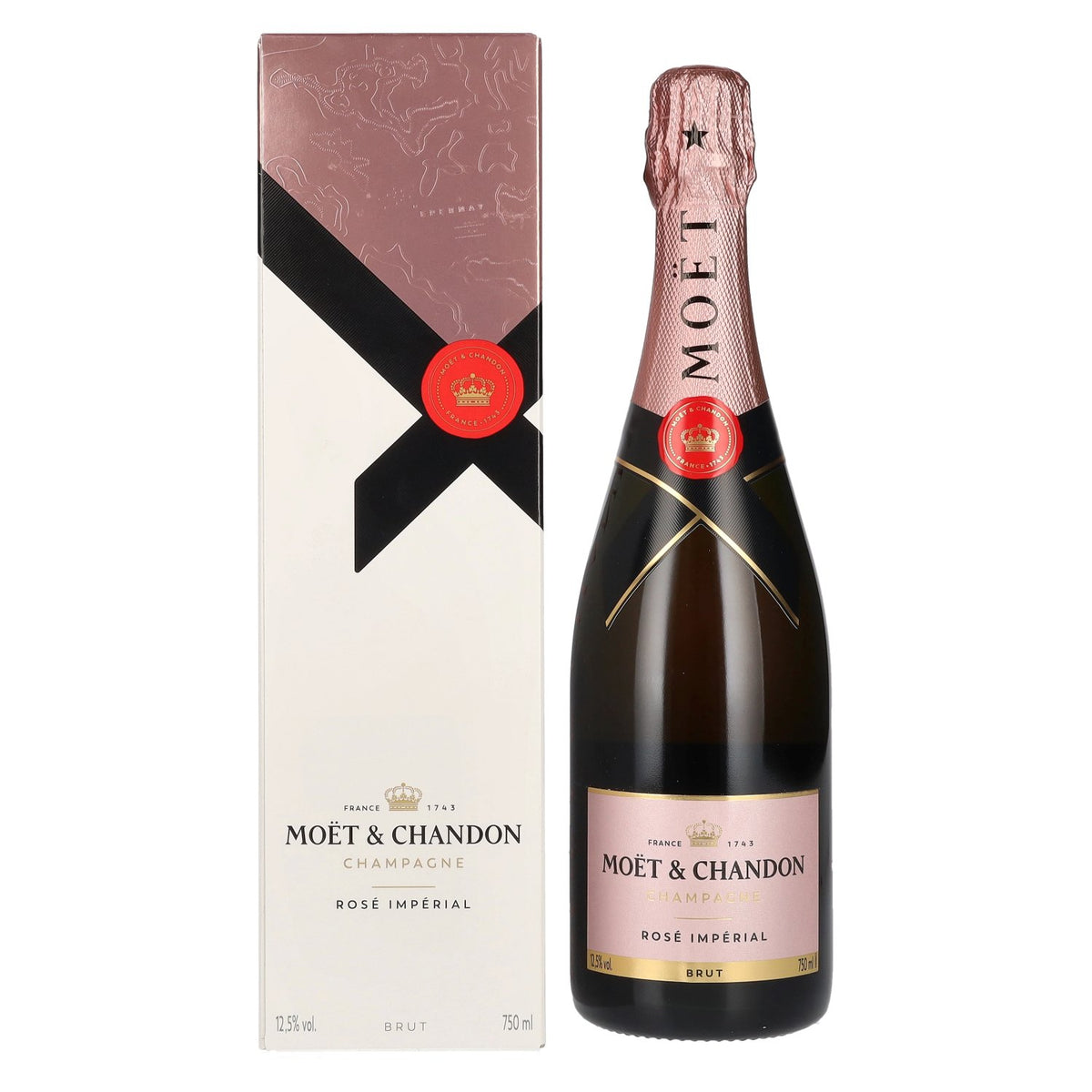 Champagne Moët &amp; Chandon ROSÉ IMPÉRIAL Brut 12,5 % vol. 0,75 l dans un coffret cadeau