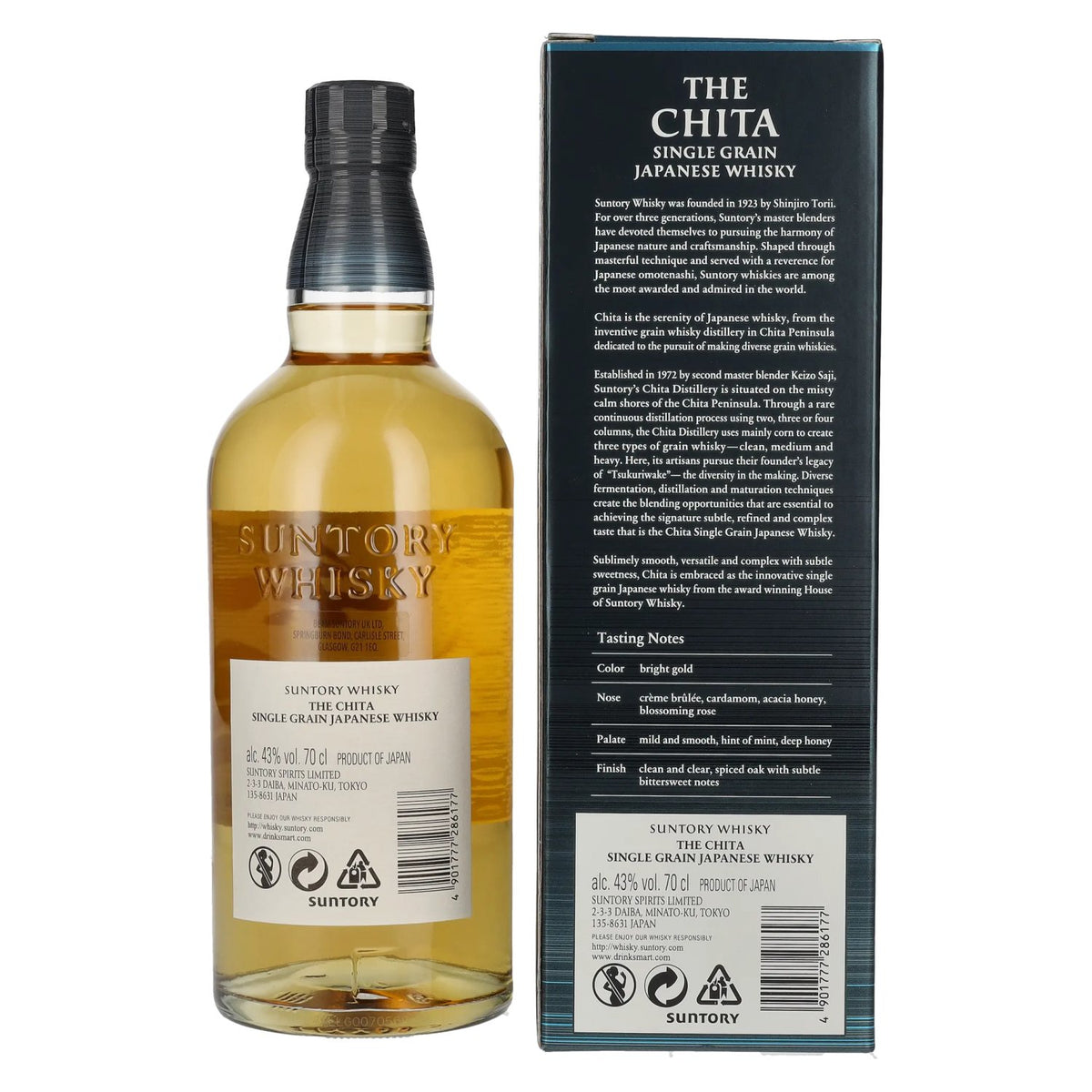 Suntory Whisky THE CHITA Single Grain Japanse whisky 43% vol. 0,7 l in geschenkverpakking