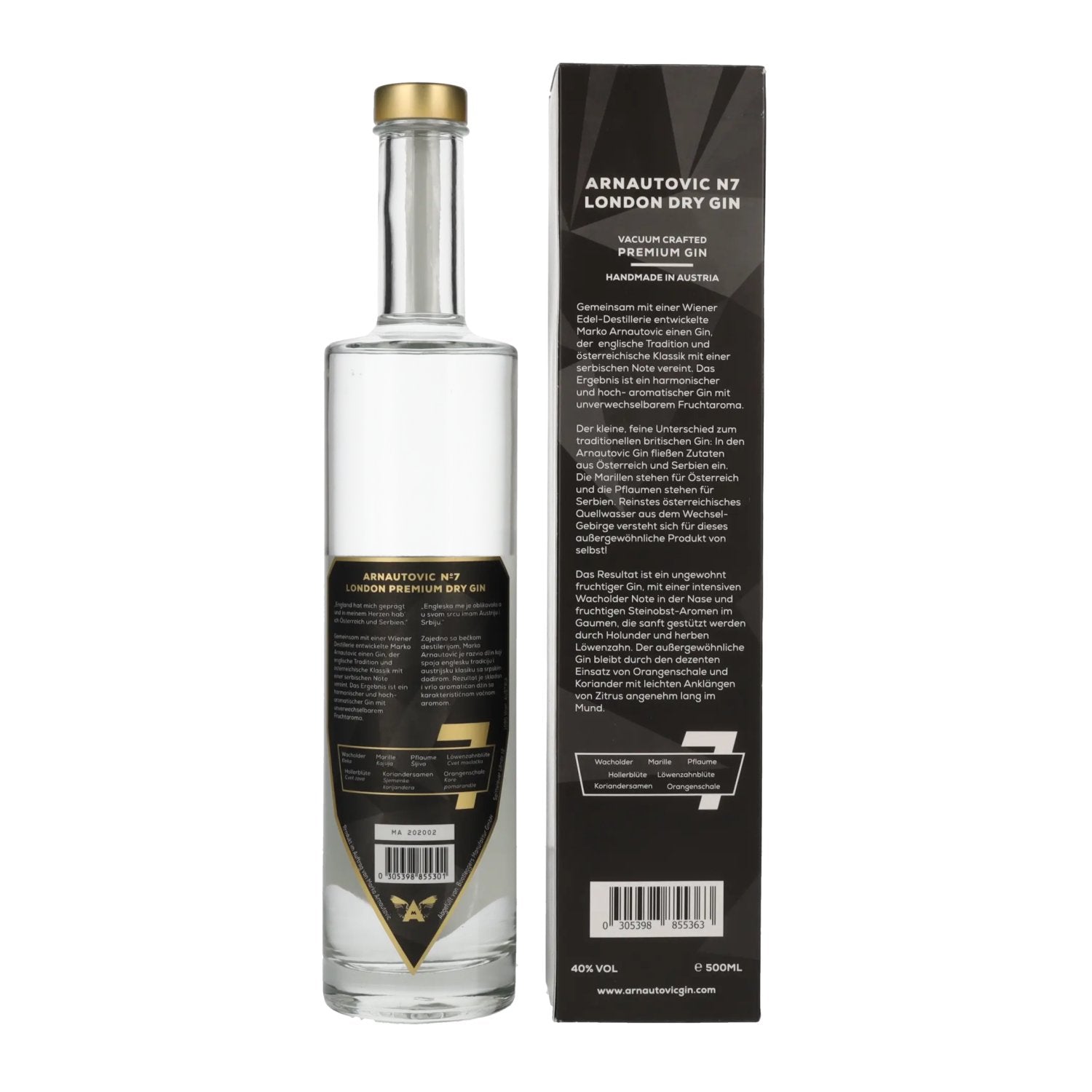 Arnautovic London Dry Gin Premium Gin No. 7 40% Vol. 0,5l in Geschenkbox