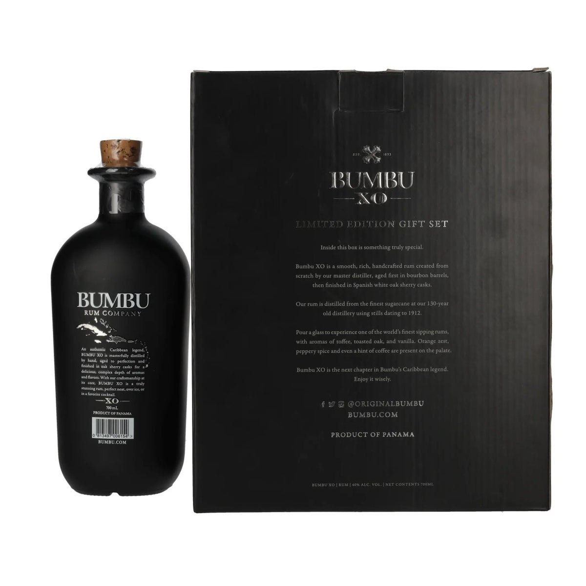 Rhum artisanal Bumbu XO 40 % vol., 0,7 l, dans un coffret cadeau avec 2 verres