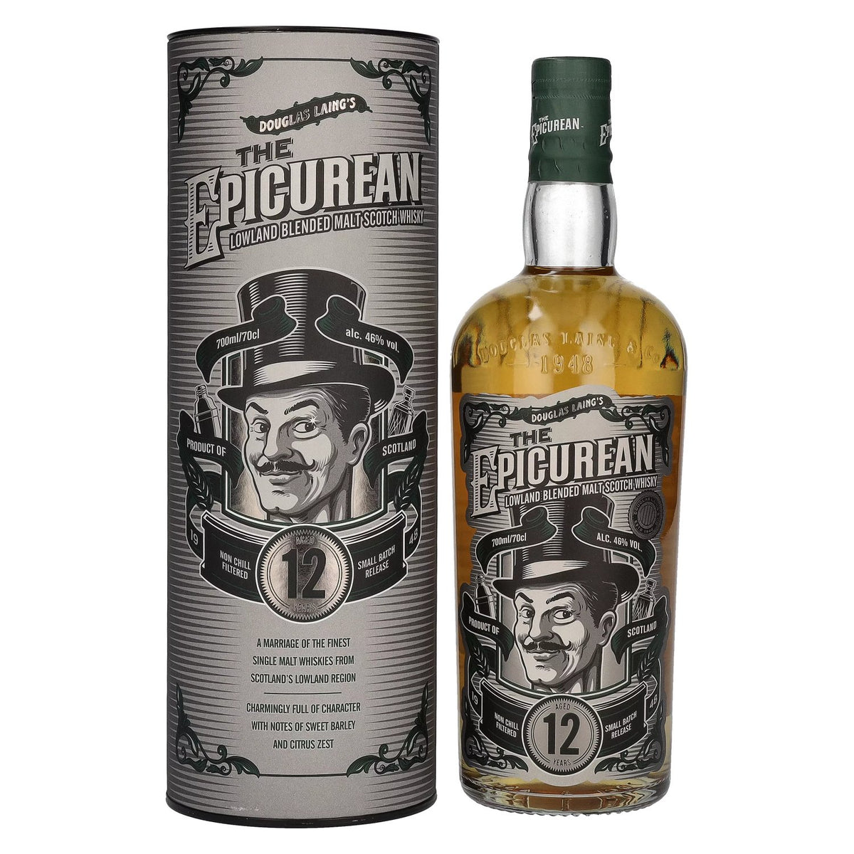 Douglas Laing THE EPICUREAN 12-Year-Old Lowland Blended Malt 46% vol. 0.7 l in a gift box