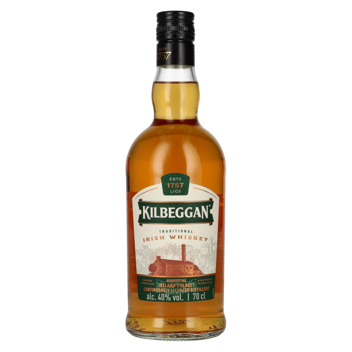 Kilbeggan Whiskey irlandais traditionnel 40 % vol. 0,7 l