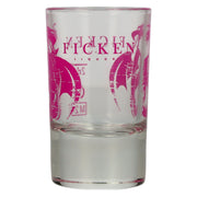 Ficken Liquors shot glass with 2 cl mark