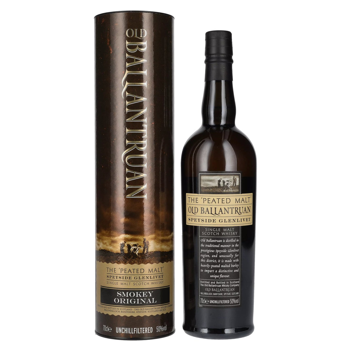 Old Ballantruan, de PEATED MALT, niet koudgefilterd, 50% vol., 0,7 l in geschenkverpakking