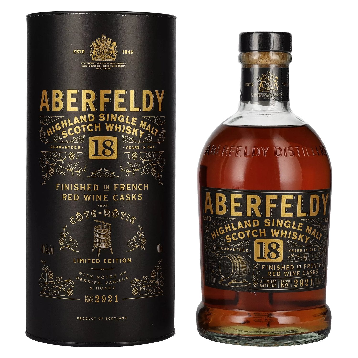 Aberfeldy 18 Years Old Red Wine Casks CÔTE RÔTIE 43% Vol. 0,7l en boîte cadeau