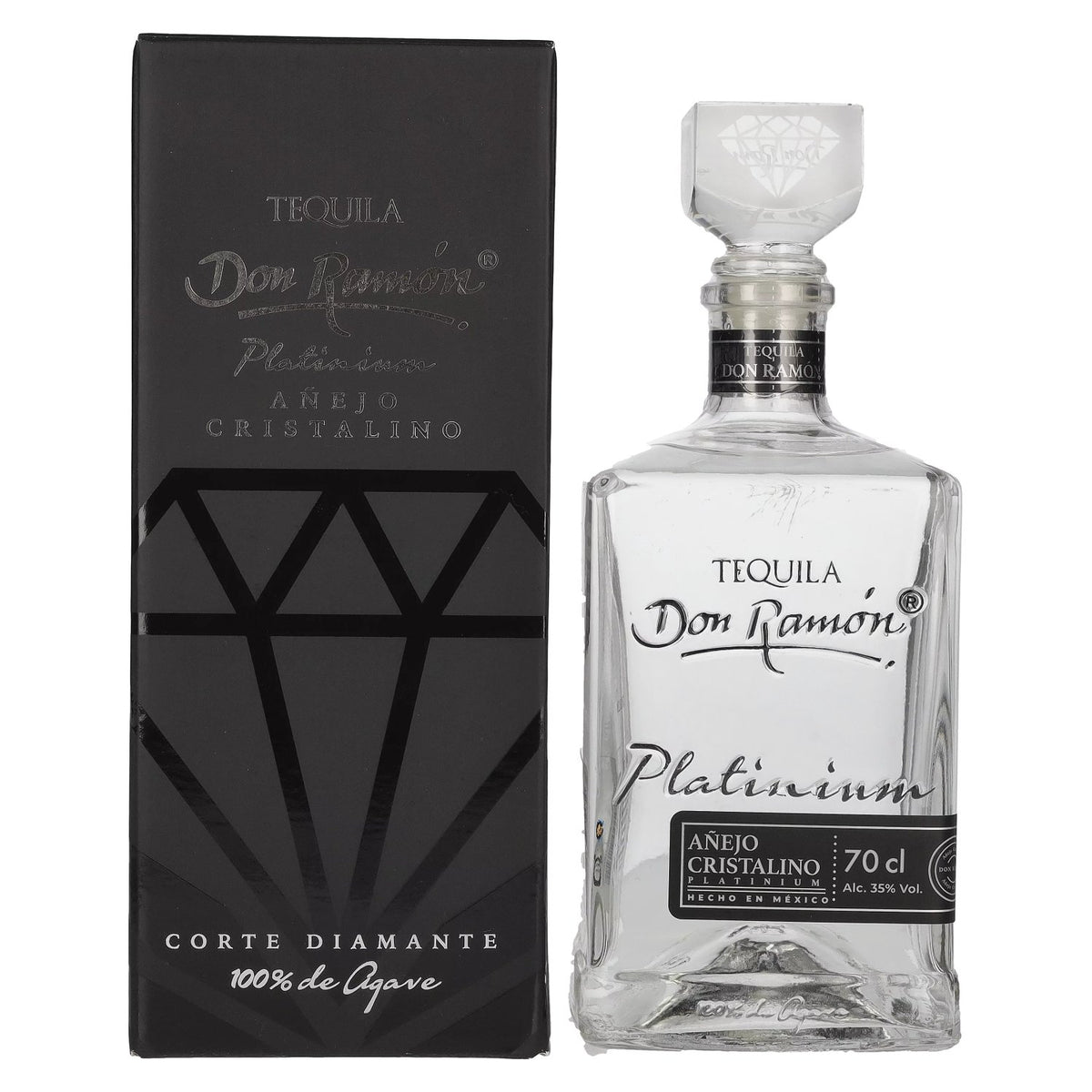 Don Ramón Platinum Añejo Cristalino 100% agave 35% vol. 0,7 l in geschenkverpakking