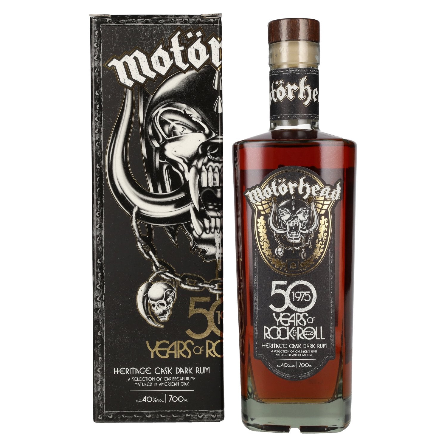 Motörhead 50 Years of Rock &amp; Roll Heritage Cask Dark Rum 40% Vol. 0,7l en boîte cadeau