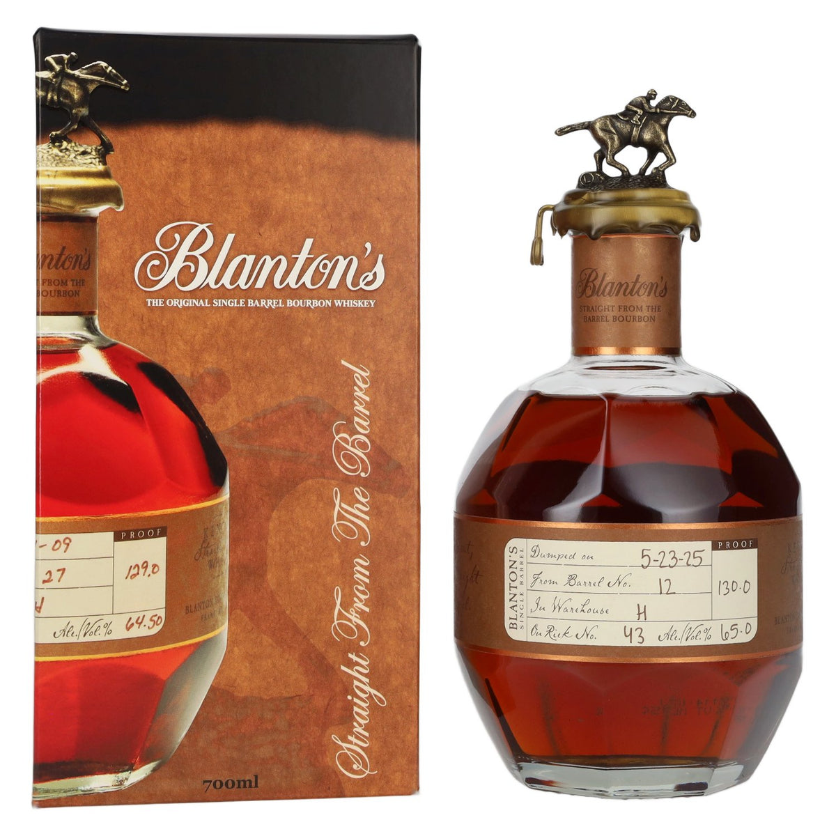 Blanton's STRAIGHT FROM THE BARREL BOURBON 65 % vol. 0,7 l dans un coffret cadeau