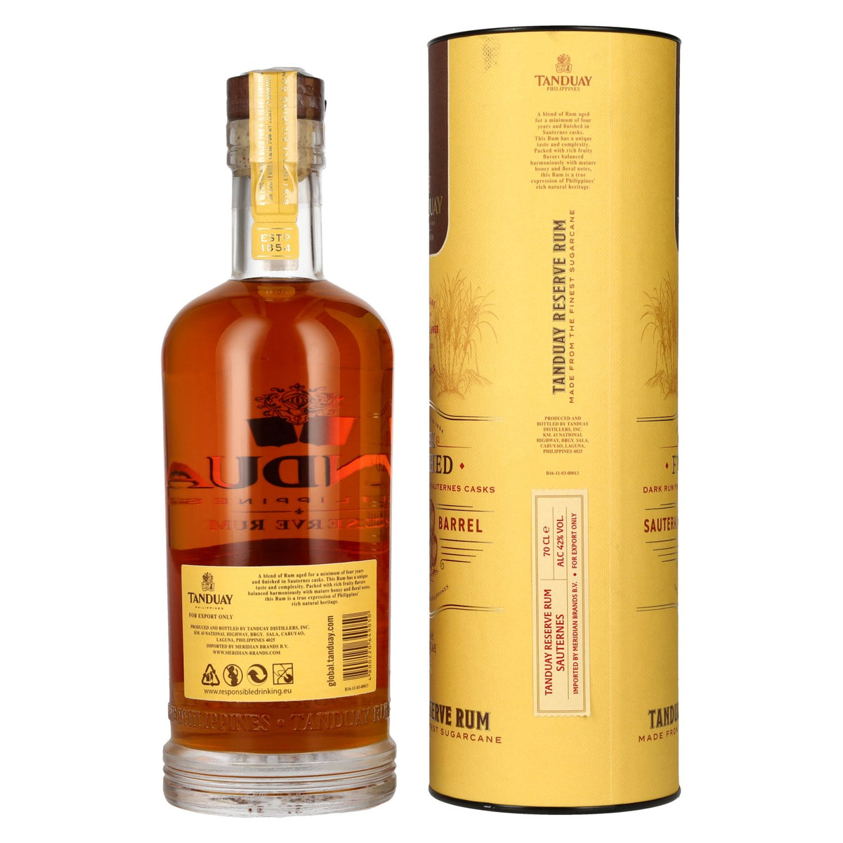 Tanduay Tesoro Reserve Rum Sauternes Cask Finish 42% vol. 0,7 l in geschenkverpakking