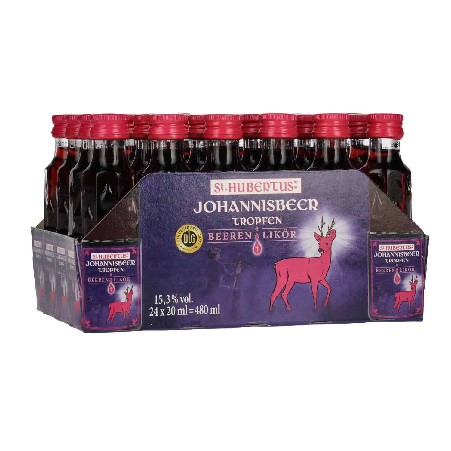 St. Hubertus JOHANNISBEER Tropfen Liqueur de baies 15,3% vol. 24x0,02l