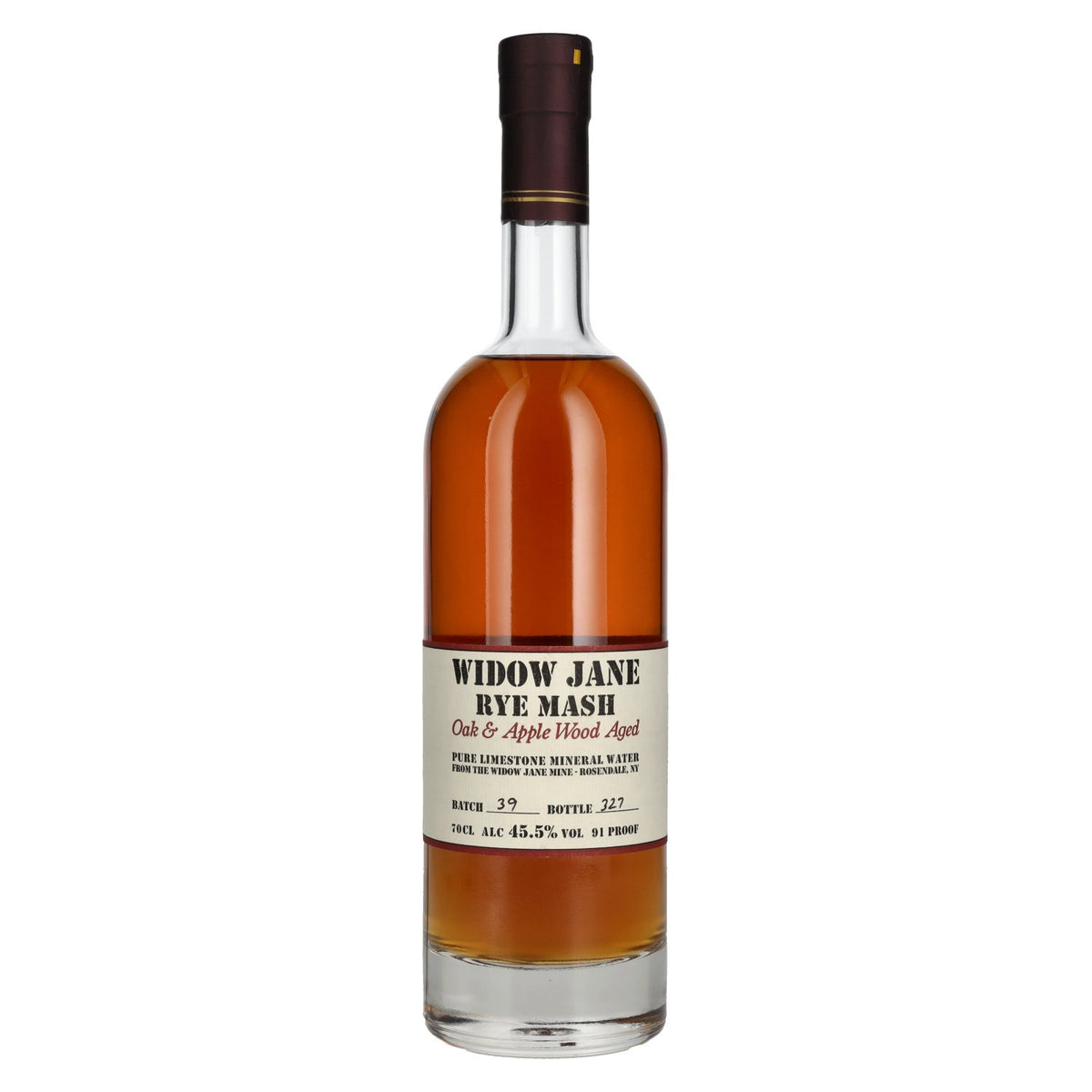 Widow Jane Rye Mash Oak &amp; Apple Wood Aged 45.5% ABV 0.7l