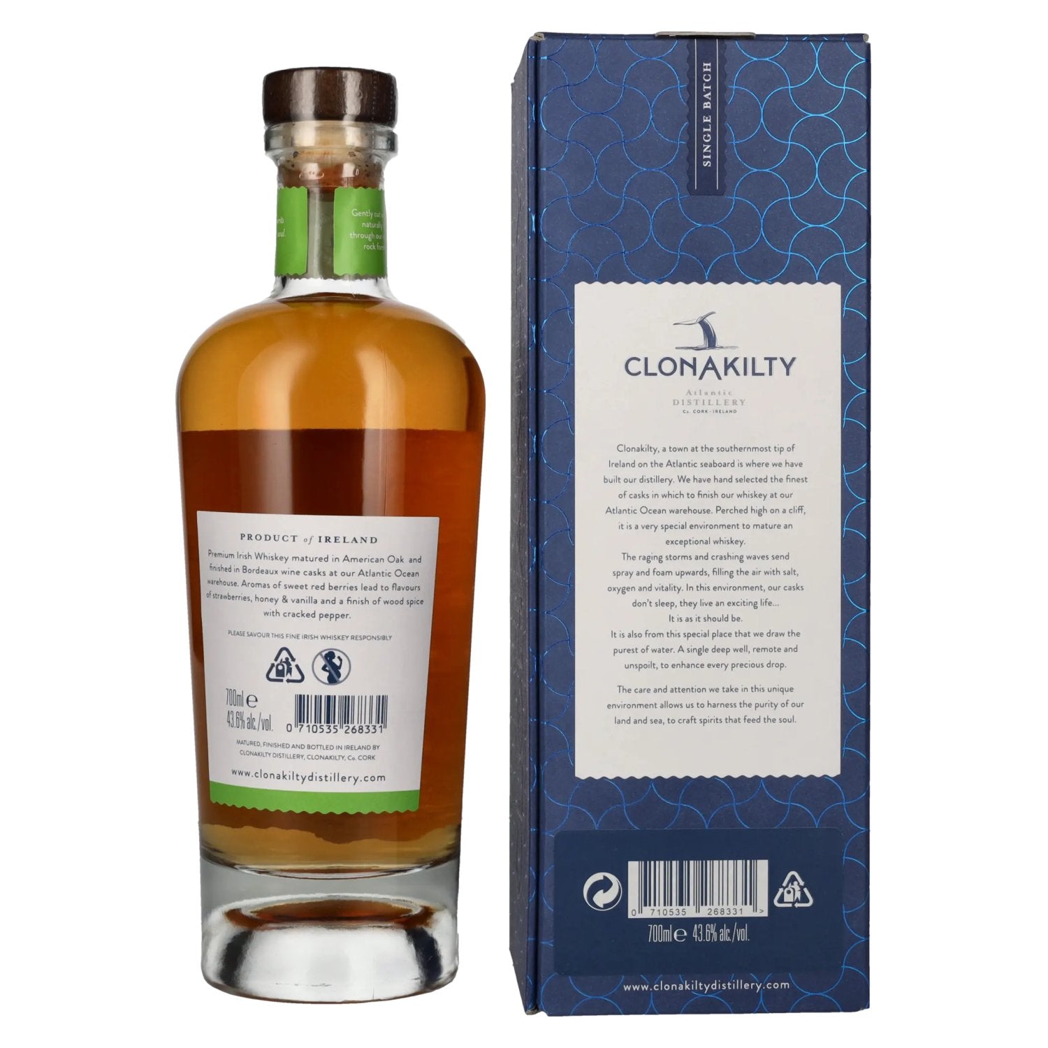 Clonakilty Irish Whiskey bordeaux vat CASK FINISH SERIES 43,6% Vol. 0,7l in geschenkverpakking