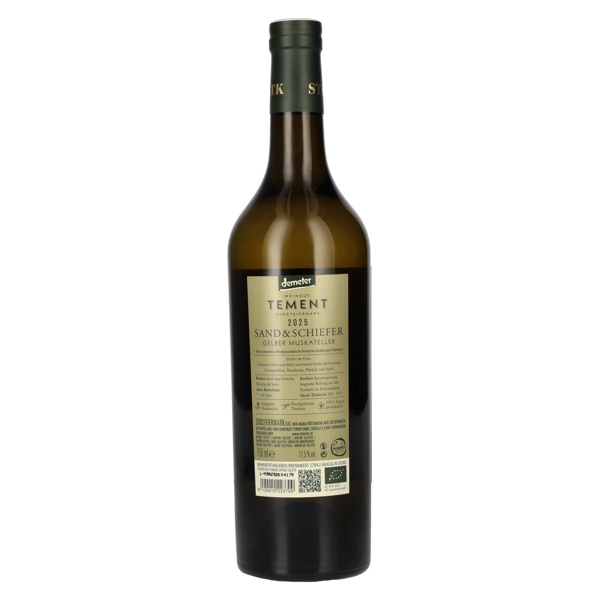 Tement Muscat jaune, sable et schiste, Südsteiermark DAC 2025, 11,5 % vol., 0,75 l