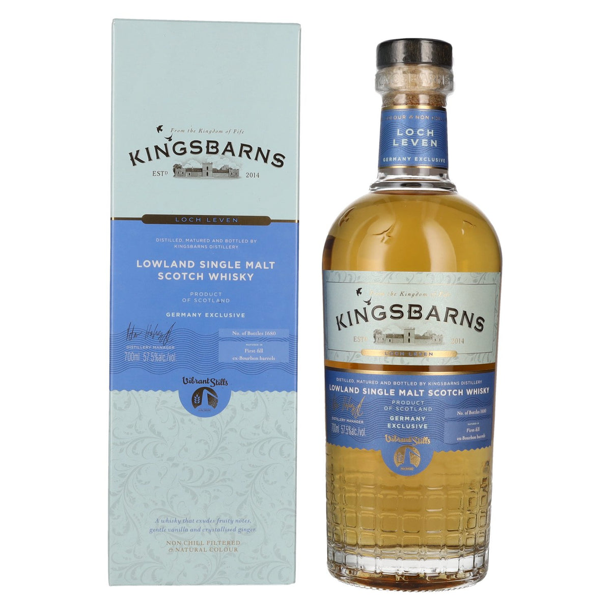 Kingsbarns LOCH LEVEN Lowland Single Malt Scotch Whisky 57,5% vol. 0,7 l in geschenkverpakking