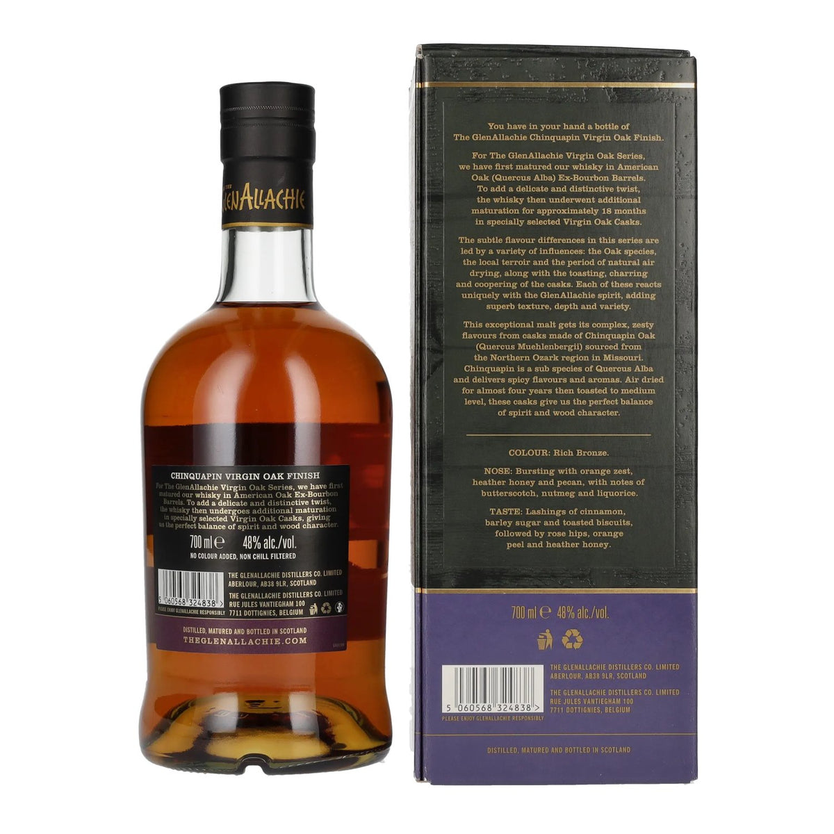 The GlenAllachie 10 Years Old CHINQUAPIN VIRGIN OAK FINISH 48% vol. 0.7l in a gift box