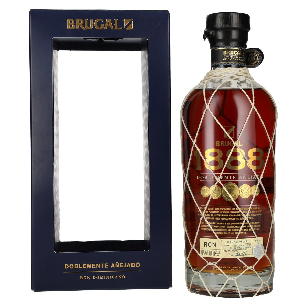 Brugal 1888 Ron Reserva Familiar Doblemente Añejado 40 % vol., 0,7 l, dans un coffret cadeau