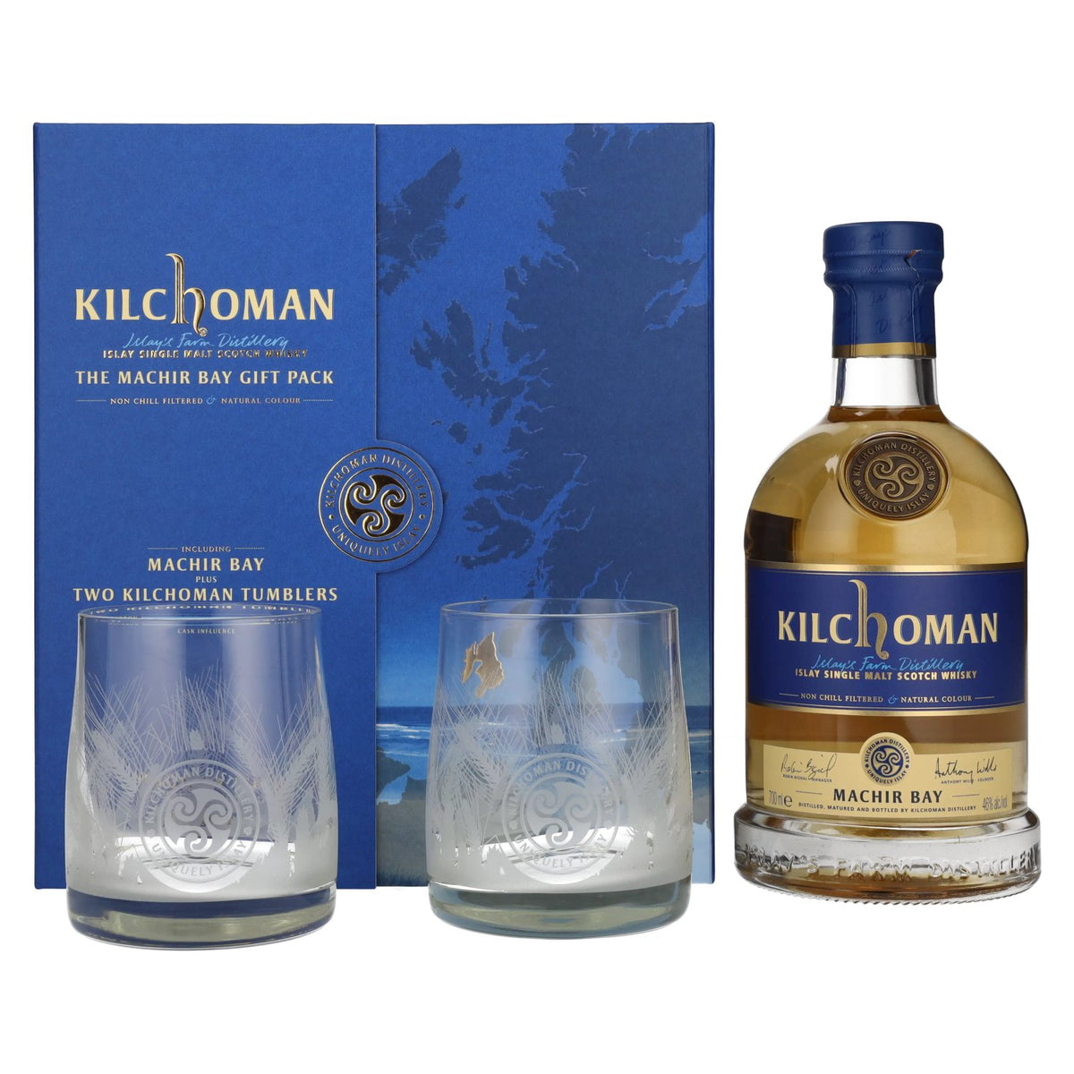 Kilchoman THE MACHIR BAY GIFT PACK 46% vol. 0.7l in a gift box with 2 glasses