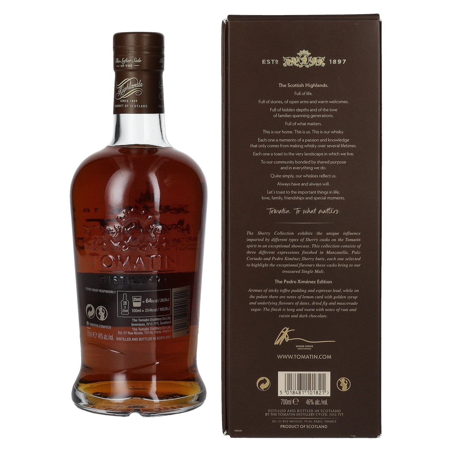 Tomatin 17 Years Old SHERRY COLLECTION Pedro Ximénez Sherry Butts Limited Edition 2006 46% Vol. 0,7l en coffret cadeau