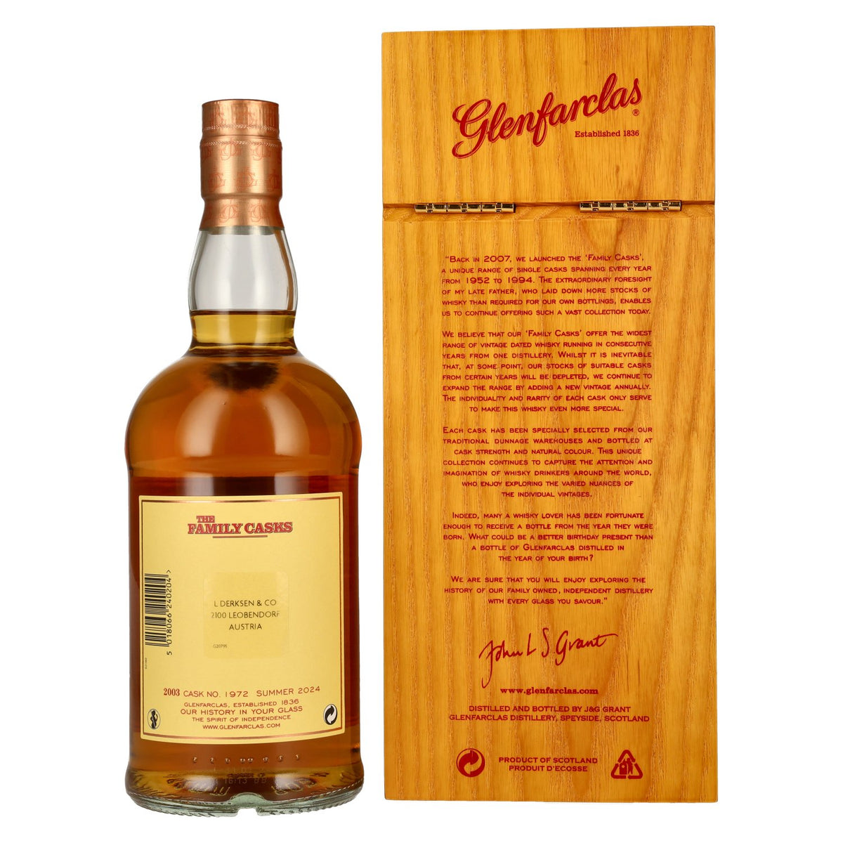 Glenfarclas THE FAMILY CASKS Single Cask SUMMER 2024 Plain Butt #1972 2003 55,5% vol. 0,7 l in houten kist