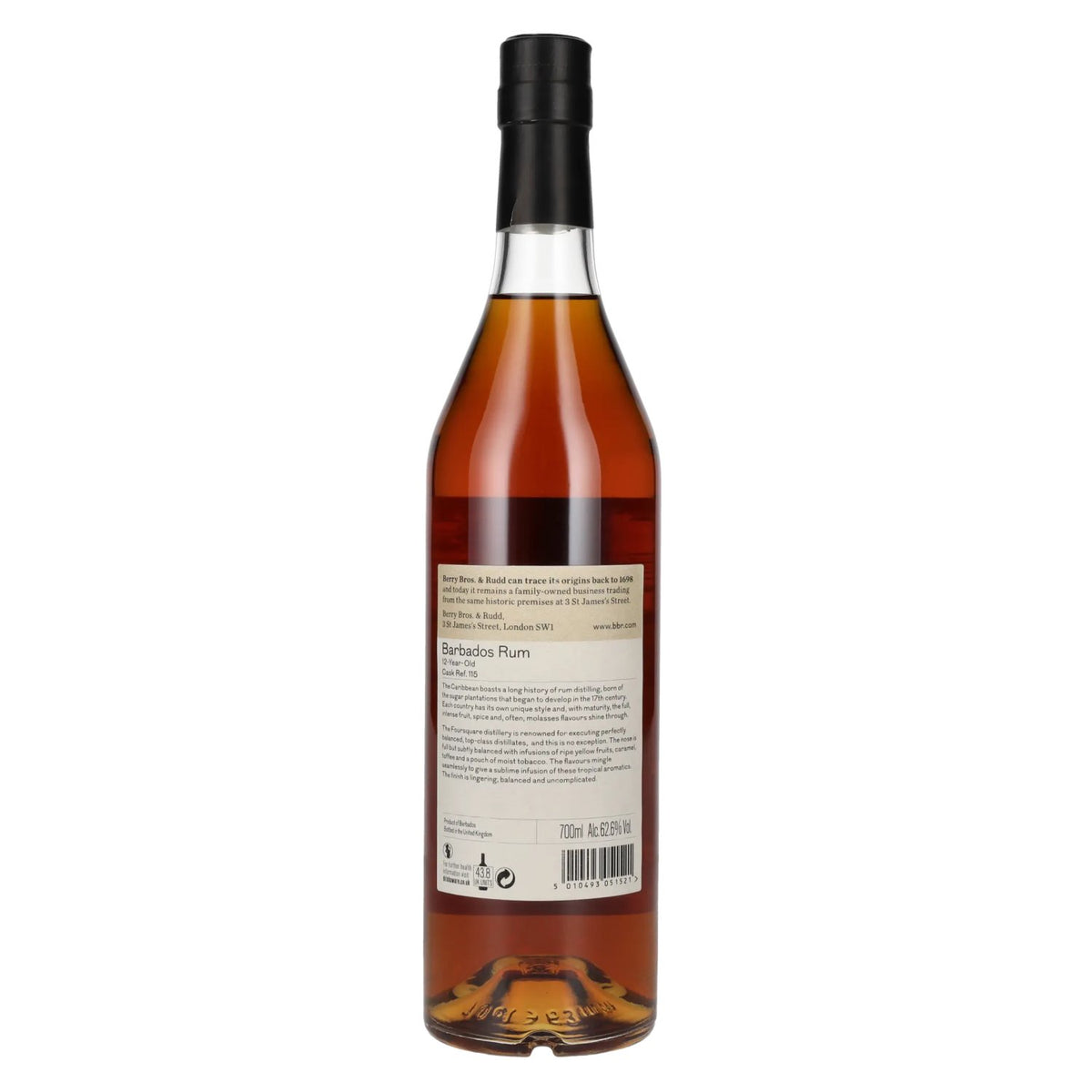 Berry Bros. &amp; Rudd, rhum de la Barbade 12 ans d'âge, single cask, 62,6 % vol., 0,7 l