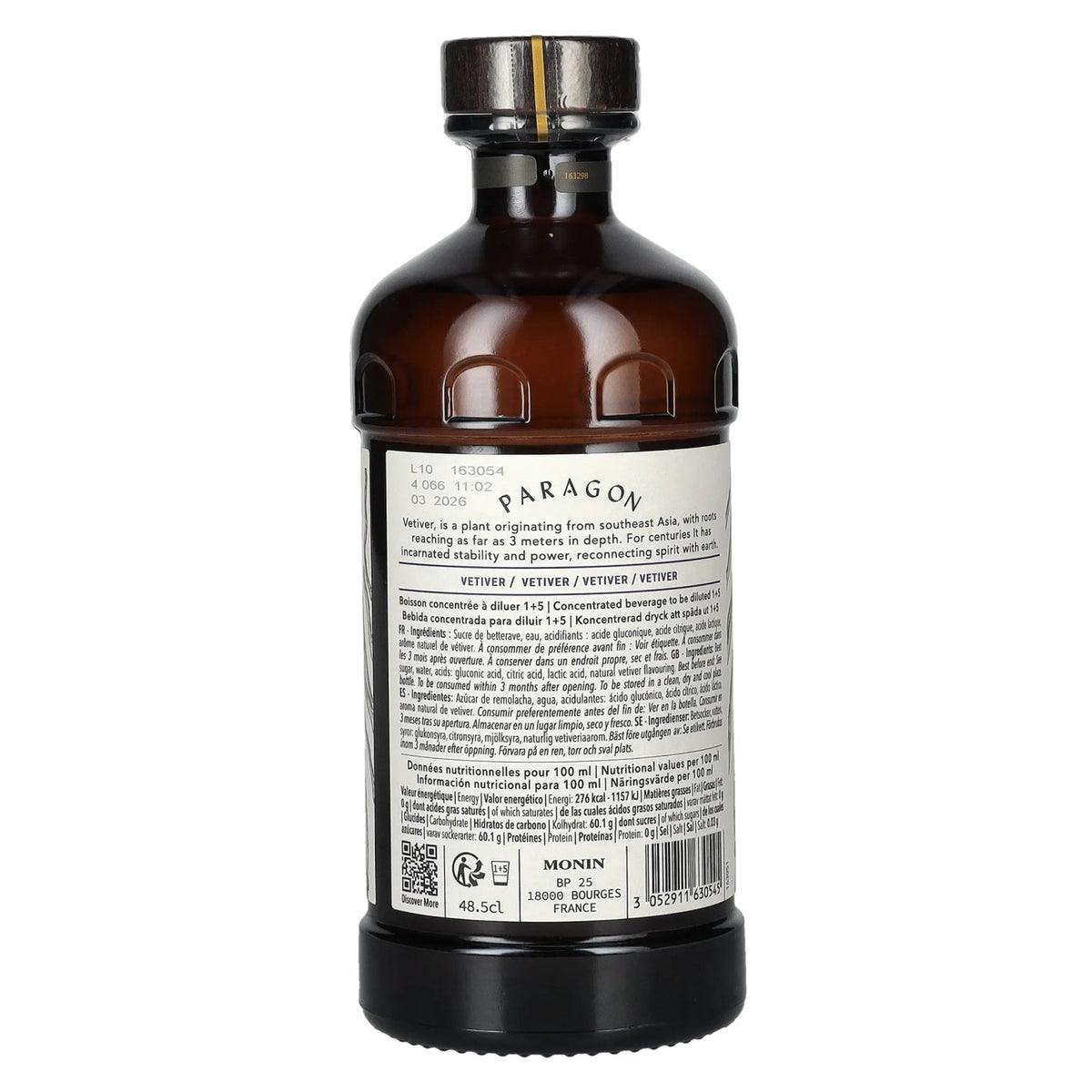 Monin Paragon VETIVER Single Botanic Cordial Mystic Collection 0.485 l