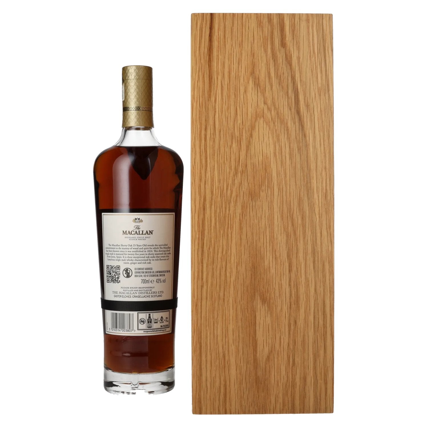 The Macallan 25 Years Old SHERRY OAK 2023 43% vol. 0,7l dans une caisse en bois