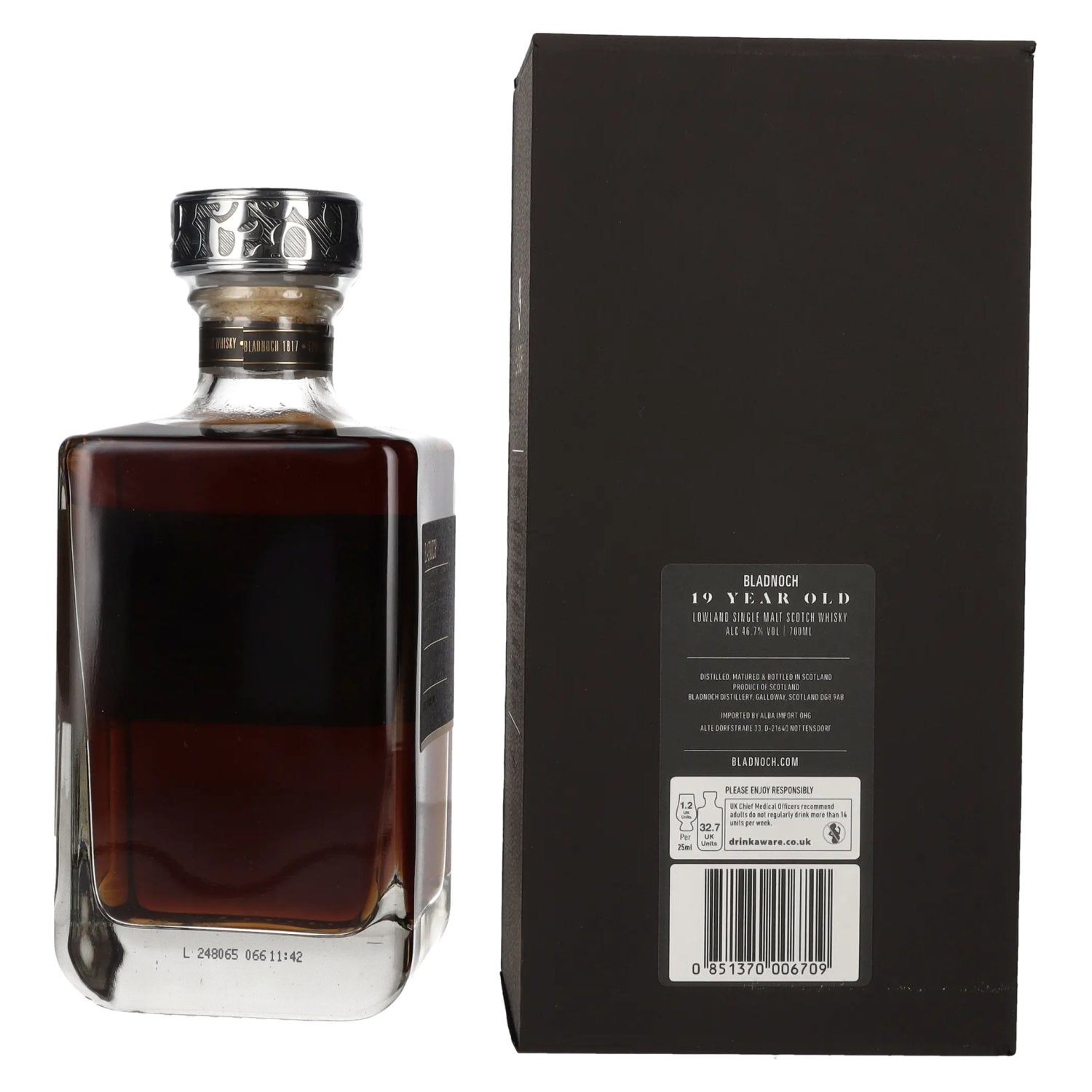 Bladnoch 19 Years Old Lowland Single Malt PX Sherry Cask 46.7% ABV 0.7l in a gift box