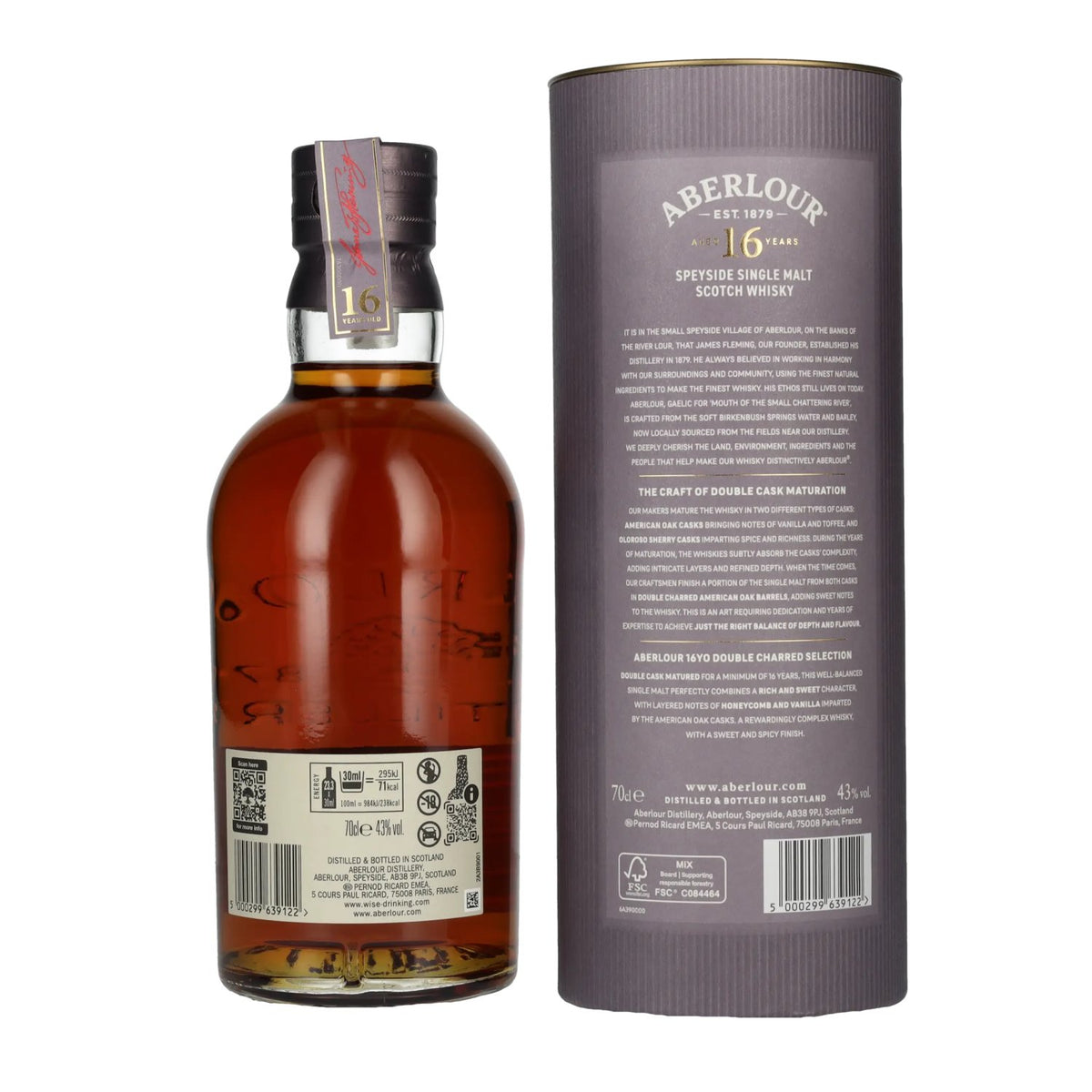 Aberlour 16 Years Old DOUBLE CHARRED SELECTION Travel Exclusive Speyside Single Malt 43% Vol. 0,7l en boîte cadeau