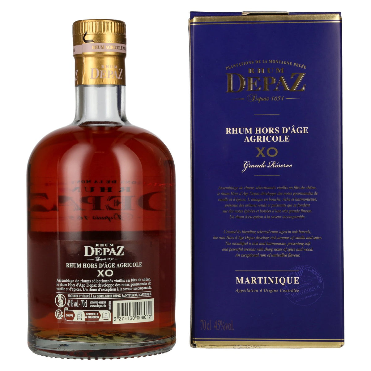Depaz Rhum Hors D'Âge Agricole XO Grande Réserve 45 % vol. 0,7 l dans un coffret cadeau