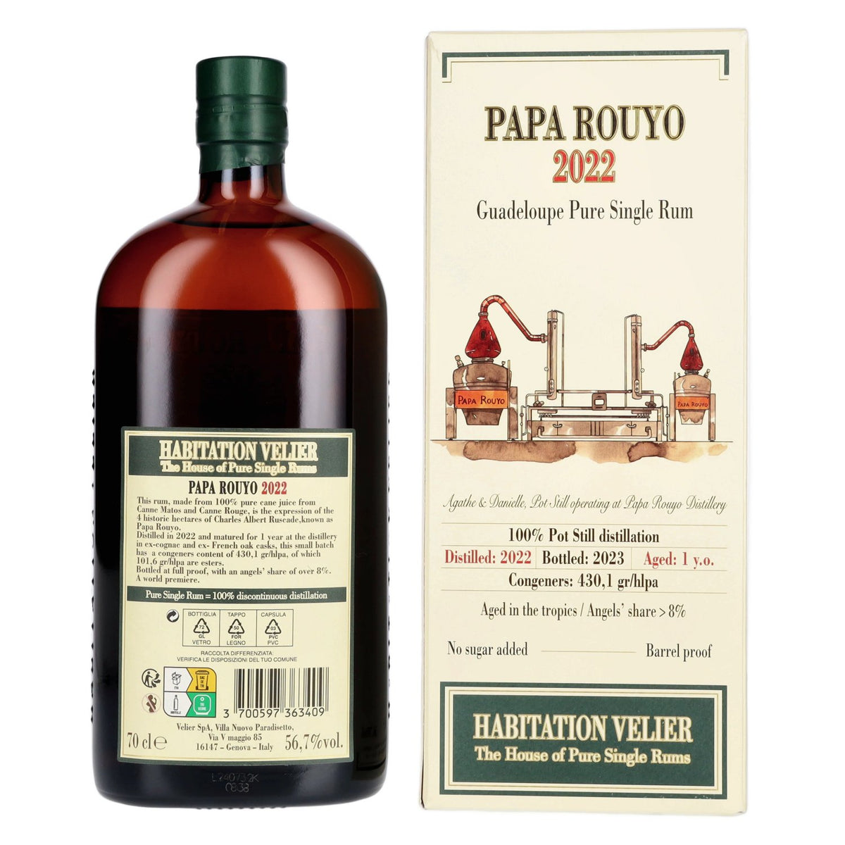 Habitation Velier PAPA ROUYO Guadeloupe Pure Single Rum 2022 56,7% Vol. 0,7l in Geschenkbox