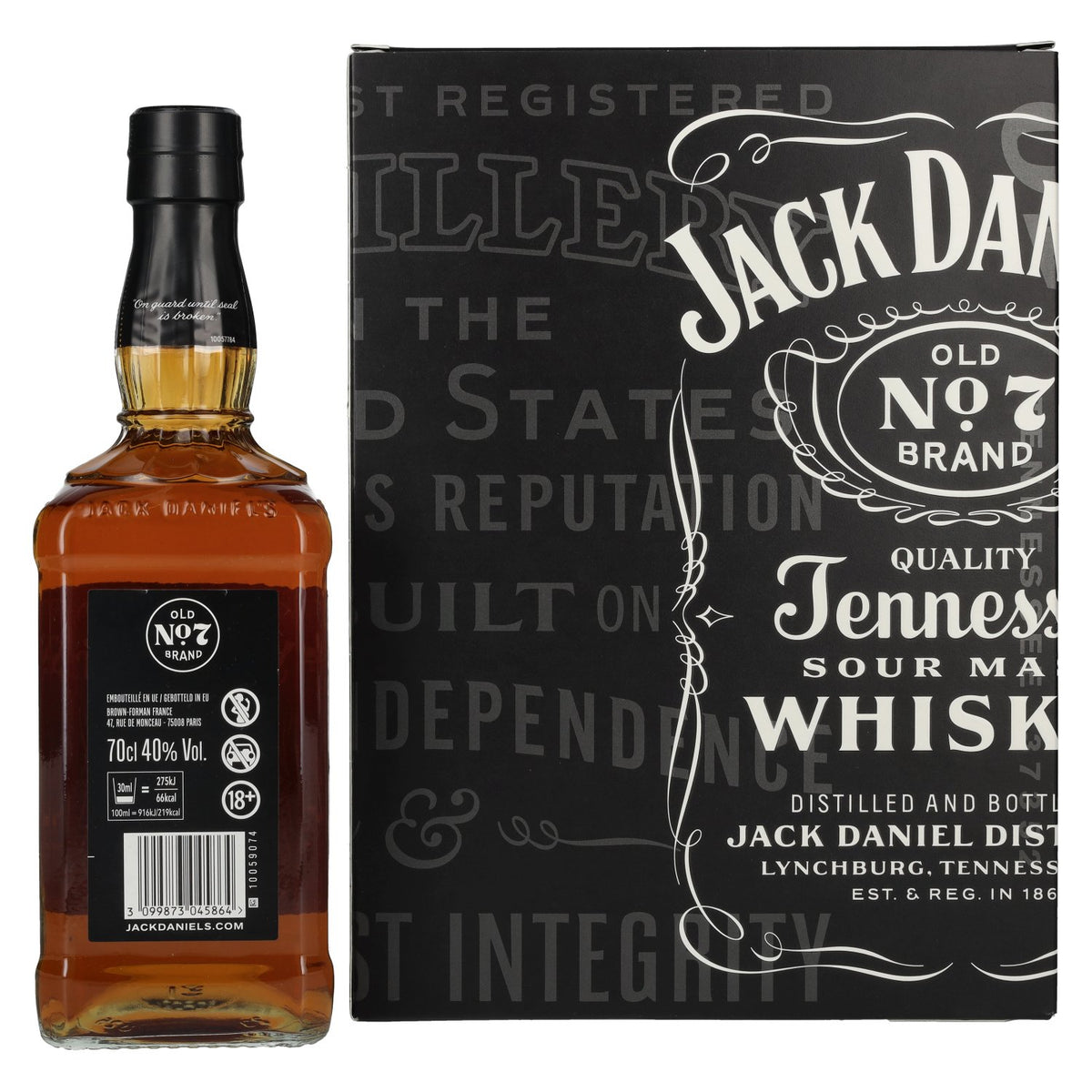 Jack Daniel's Tennessee Whiskey 40% vol. 0,7 l in een geschenkverpakking met 2 rocksglazen