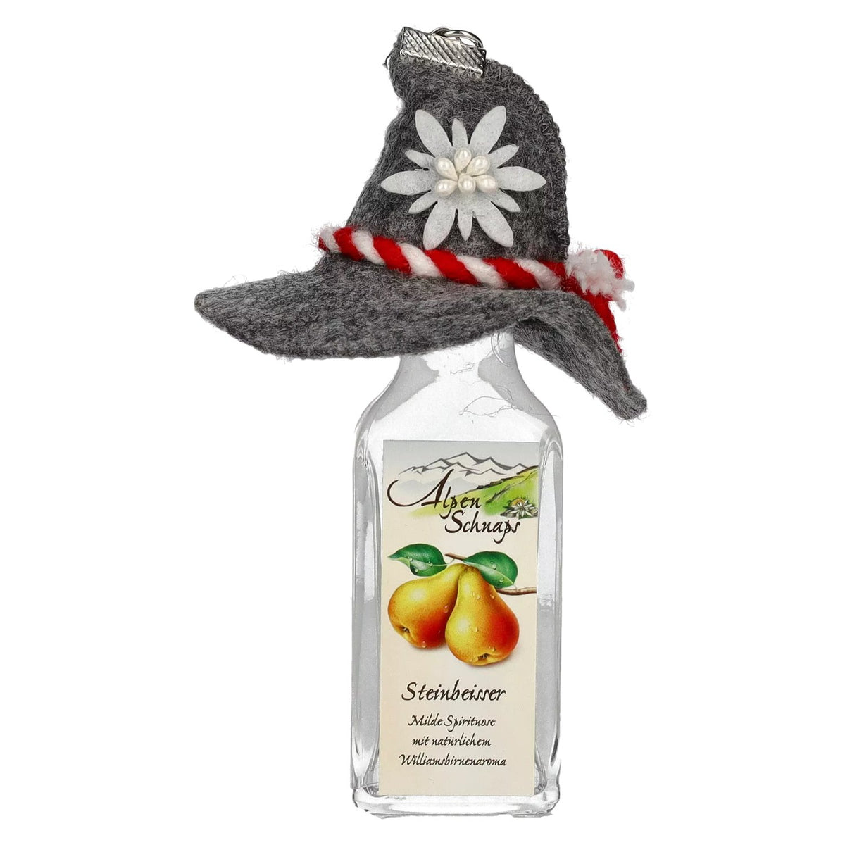 Nannerl Alpine Schnapps STEINBEISSER Williams 35% vol. 0.02 l with felt hat