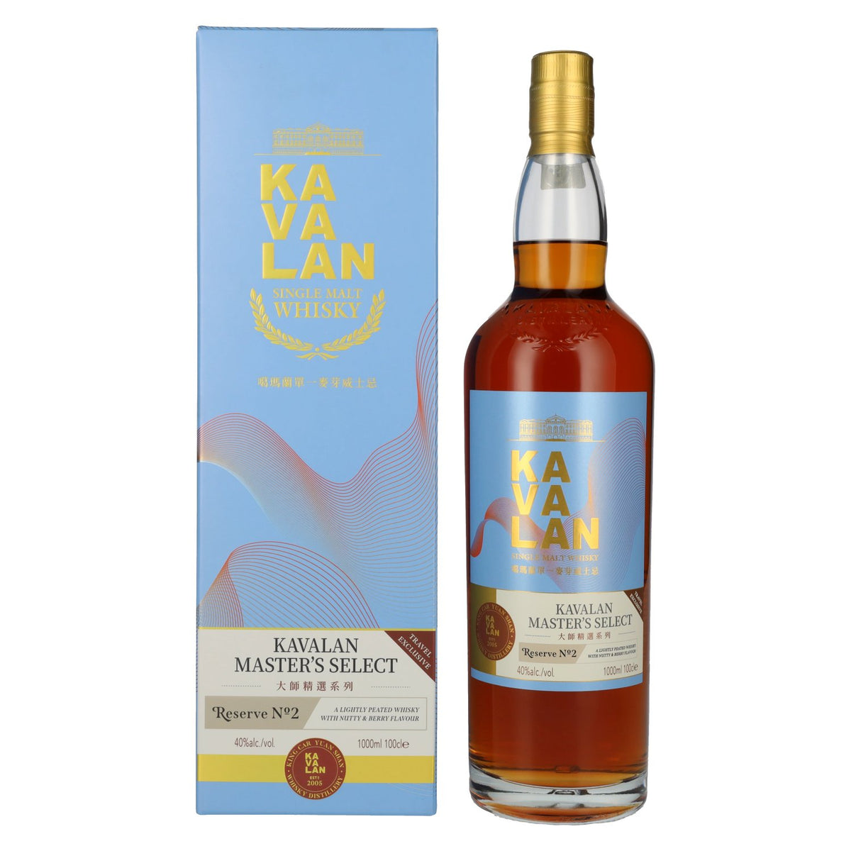 Kavalan Master's Select Reserve N°2 40% vol. 1 l in geschenkverpakking