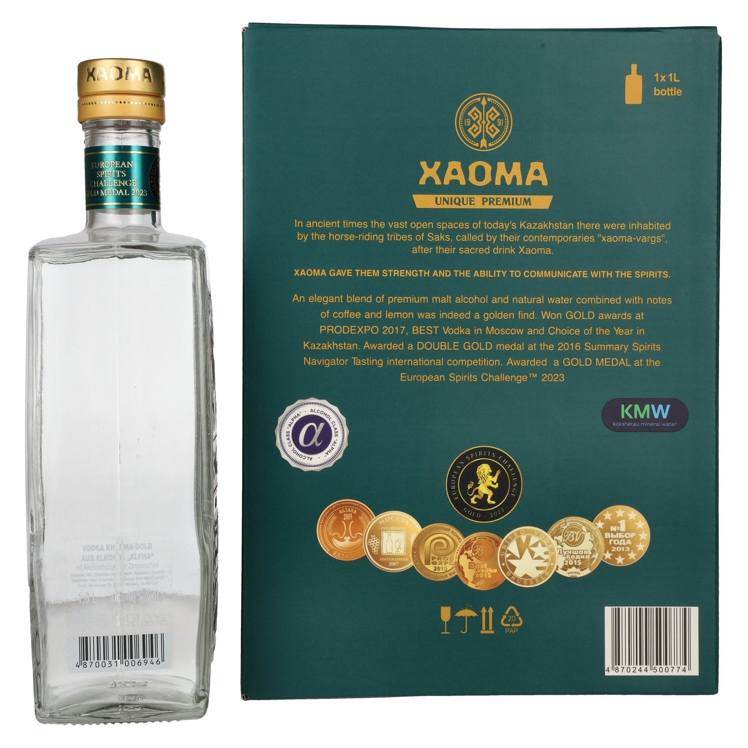 XAOMA Gold Unique Premium Vodka 40% Vol. 1l in Geschenkbox