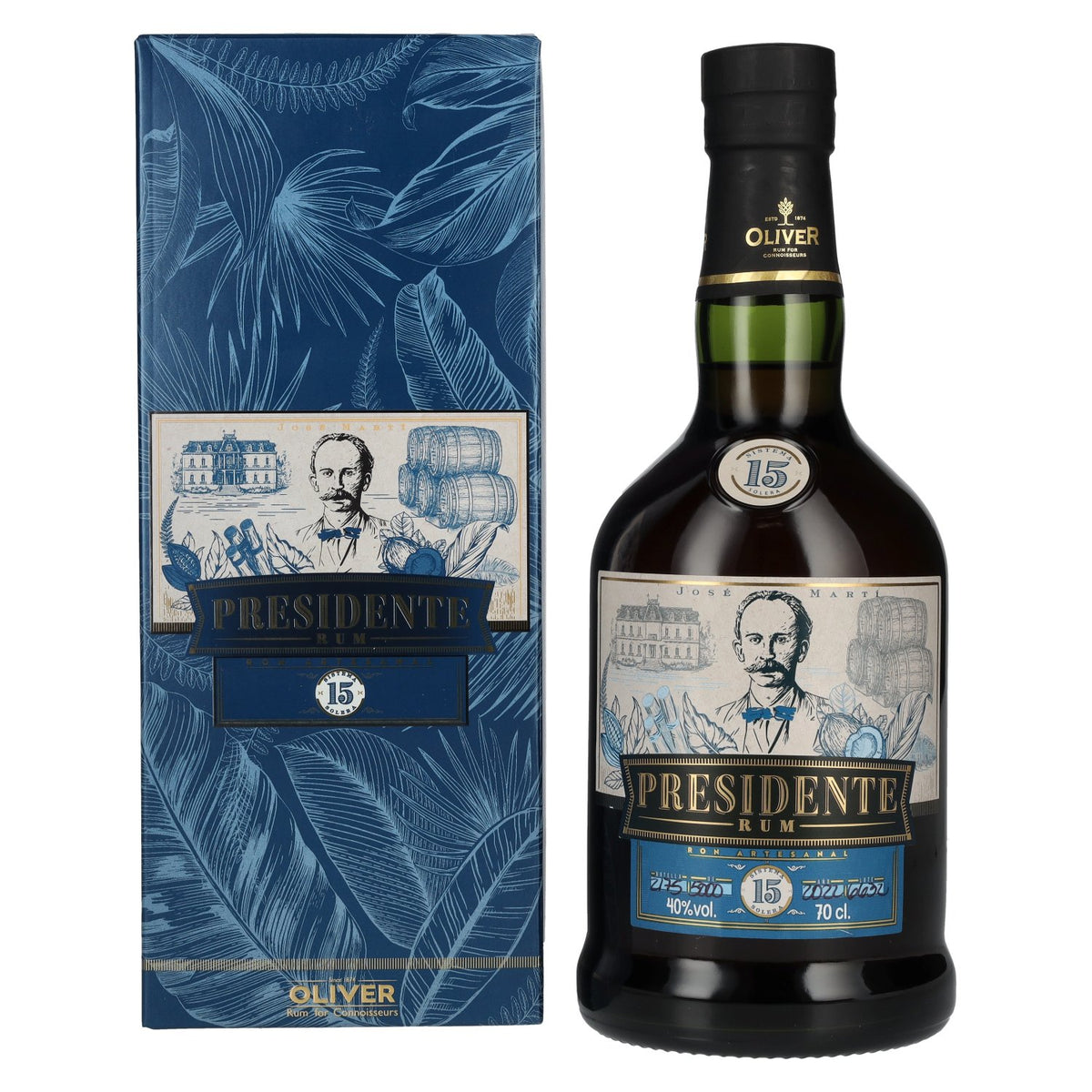 Presidente 15 Sistema Solera Rum 40% ABV, 0.7 litres, in a gift box